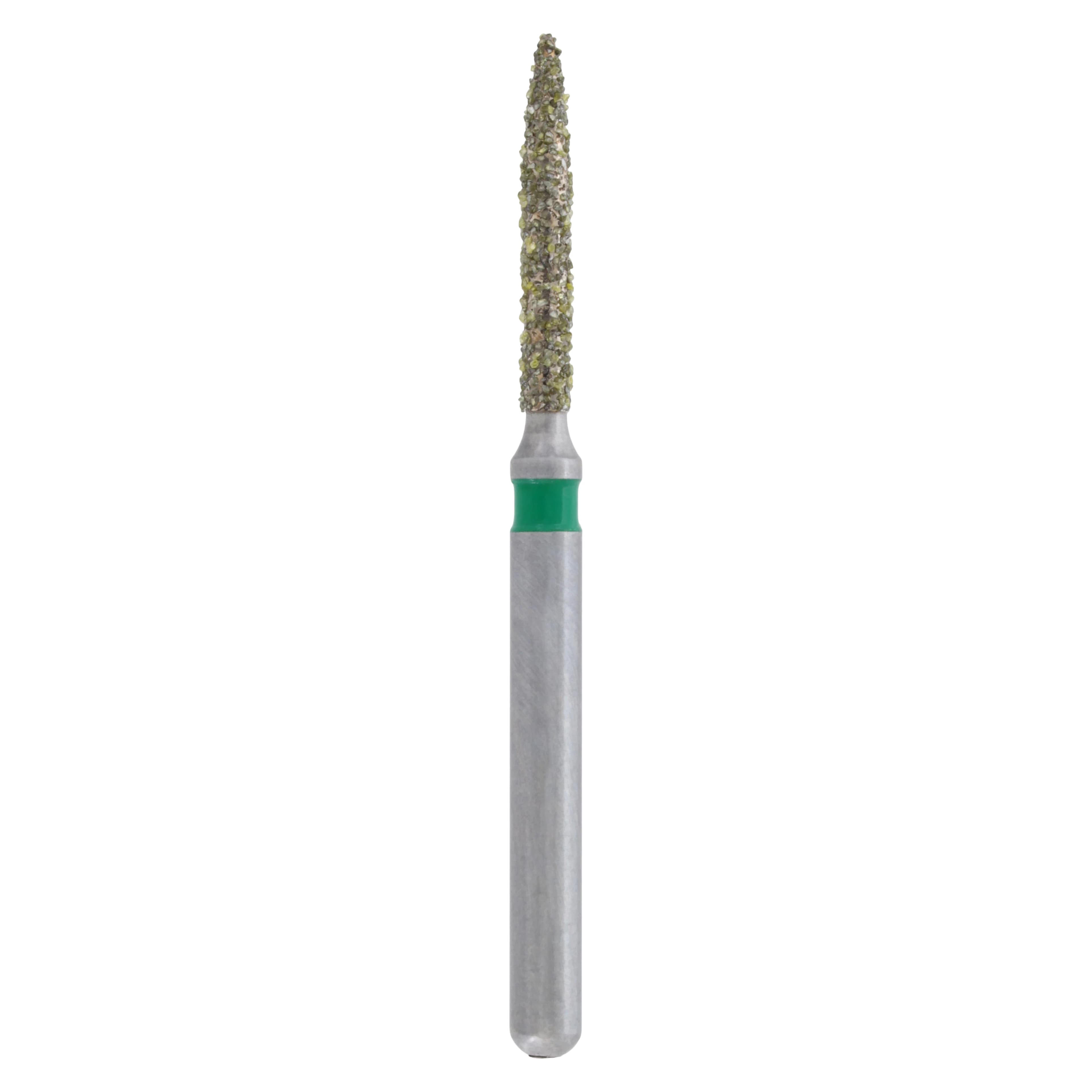 Meisinger Singles Disposable Diamond Bur FG Flame Coarse #1512.8C, 1.2mm Diameter, 8.0mm Length, 25/Pack - Meisinger FG Single-Use Diamonds - Coarse - #1512.8C - Image 1