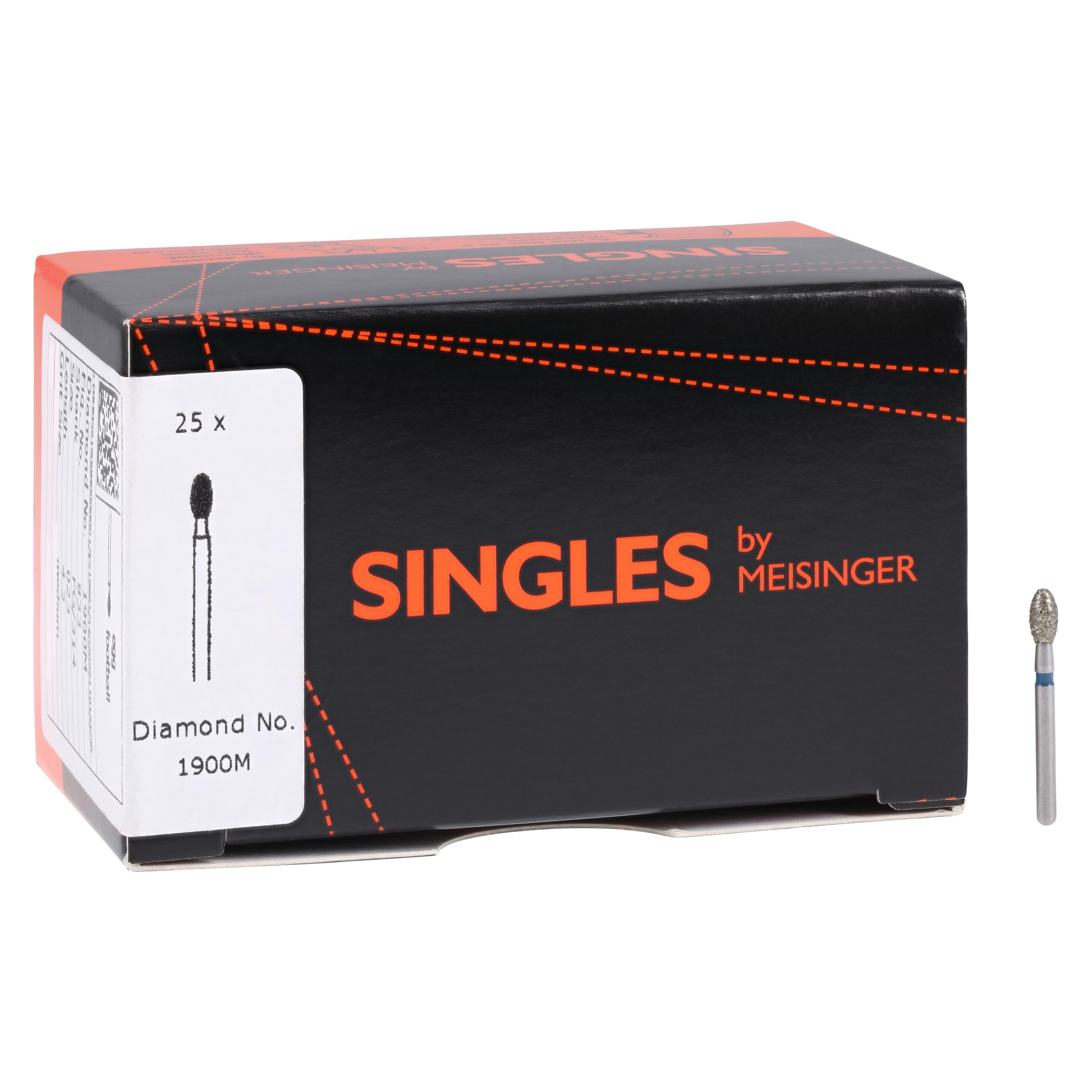 Meisinger Single-Use Sterile Diamond Burs, FG, Egg/Football, #1900M, 2.3 mm, Medium, Blue, 25/Pk thumbnail 4