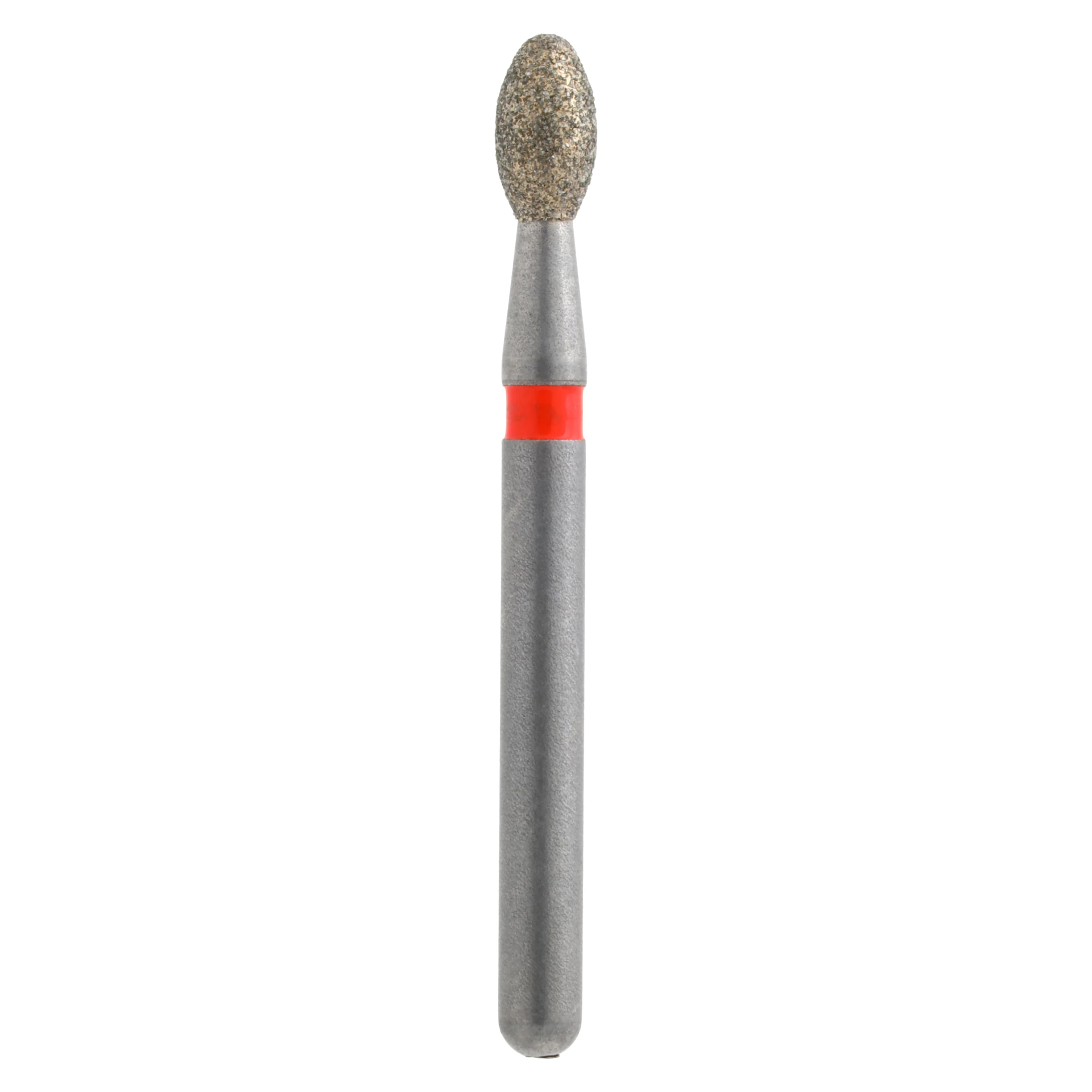 Meisinger Single-Use Sterile Diamond Bur, Friction Grip, Egg/Football Shape, Fine Grit, Red Band, 1.8 mm Head Diameter, 3.4 mm Length, #1908F, 25/Pk - Single-Use Sterile Diamond Bur, Friction Grip, Egg, 1908F, 1.8 mm, Fine, Red, 25/Pk, 1908F - Image 1