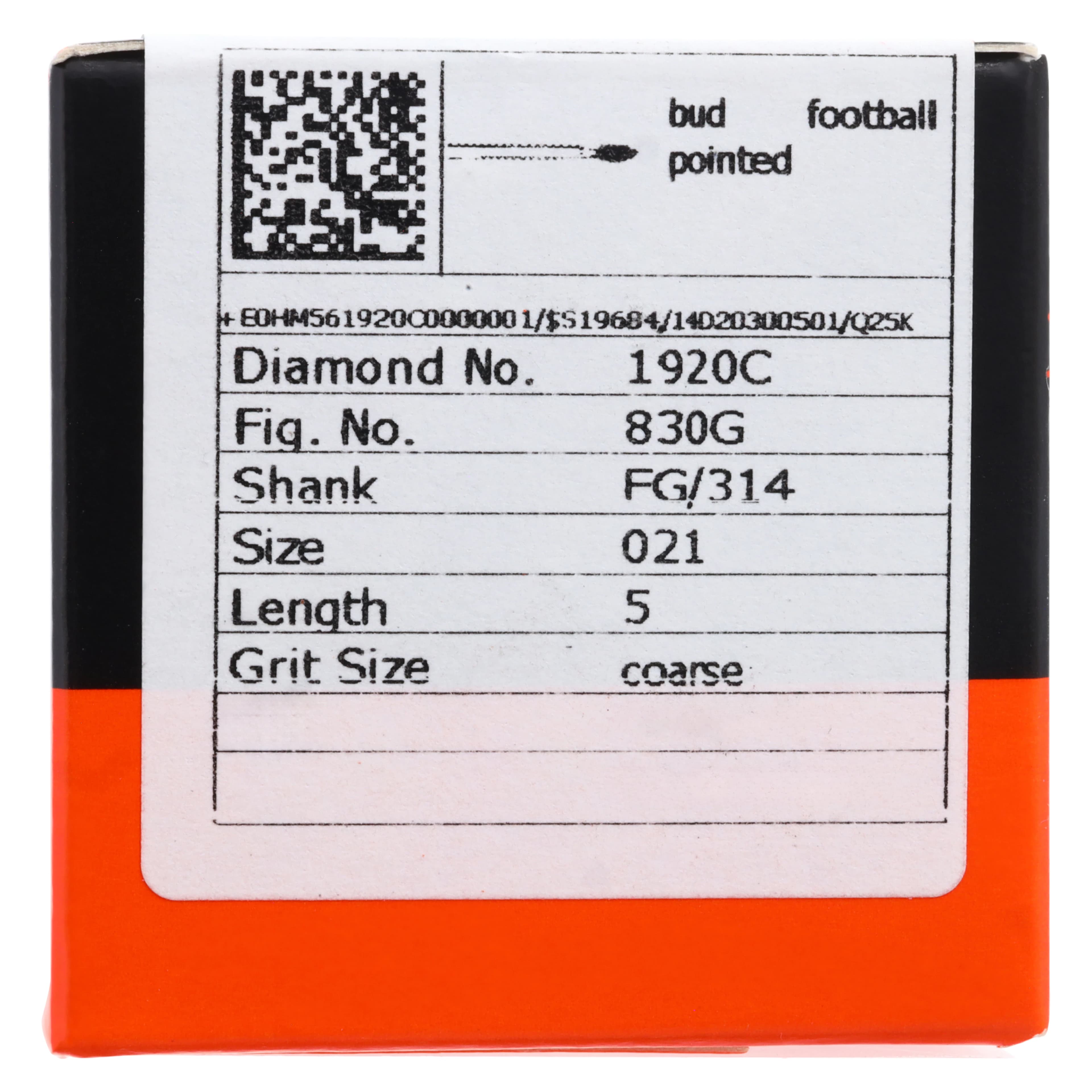 Meisinger Single-Use Sterile Diamond Burs, FG, Pointed Football, #1920C, 2.1 mm, Coarse, Green, 25/Pk thumbnail 5