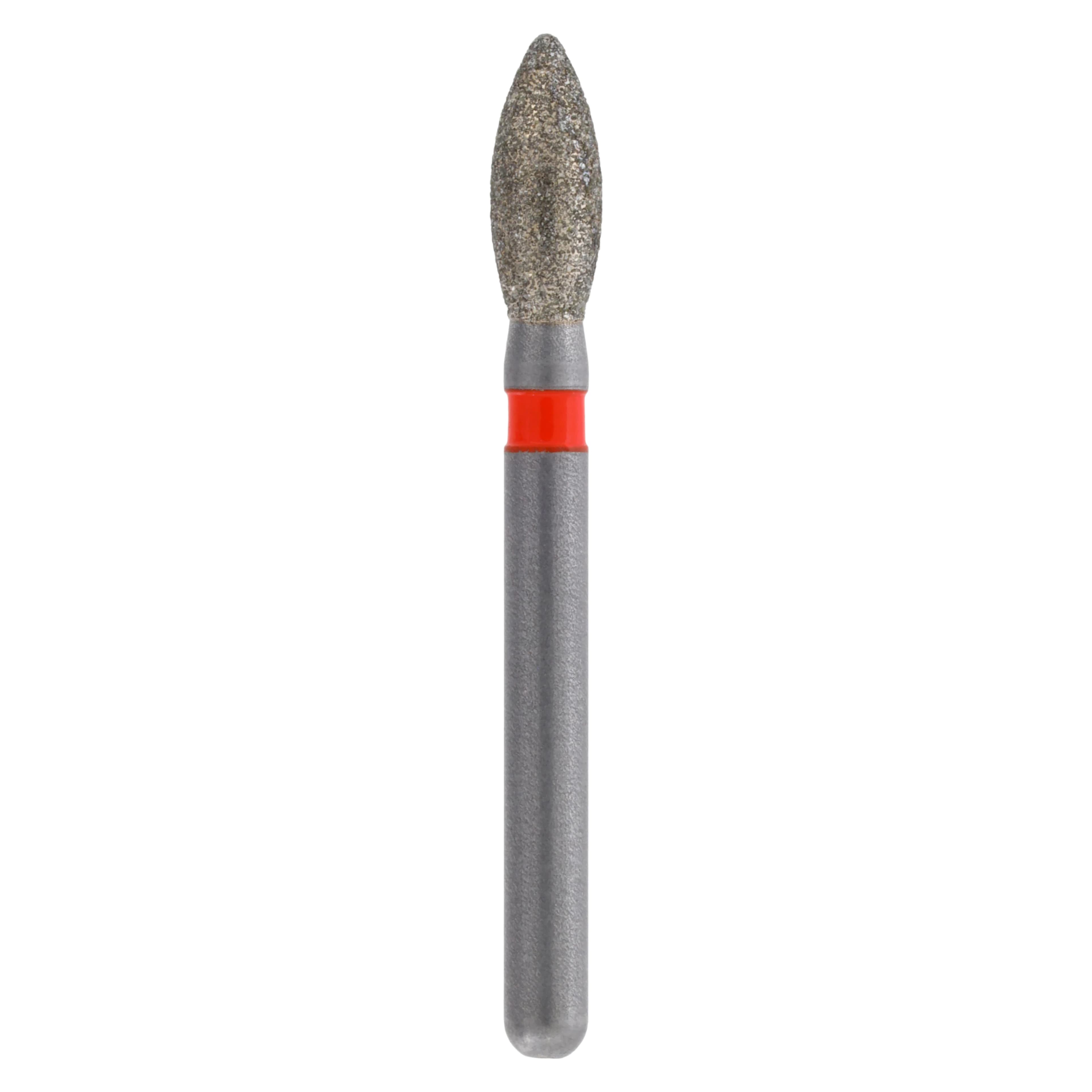 Meisinger Singles Disposable Diamond Bur FG, Pointed Football #1920F, Fine Grit, 2.1mm Diameter, 5.0mm Length, Red Band, Sterile, 25/Bx - Meisinger FG Single-Use Diamonds - Fine - #1920F - Image 1