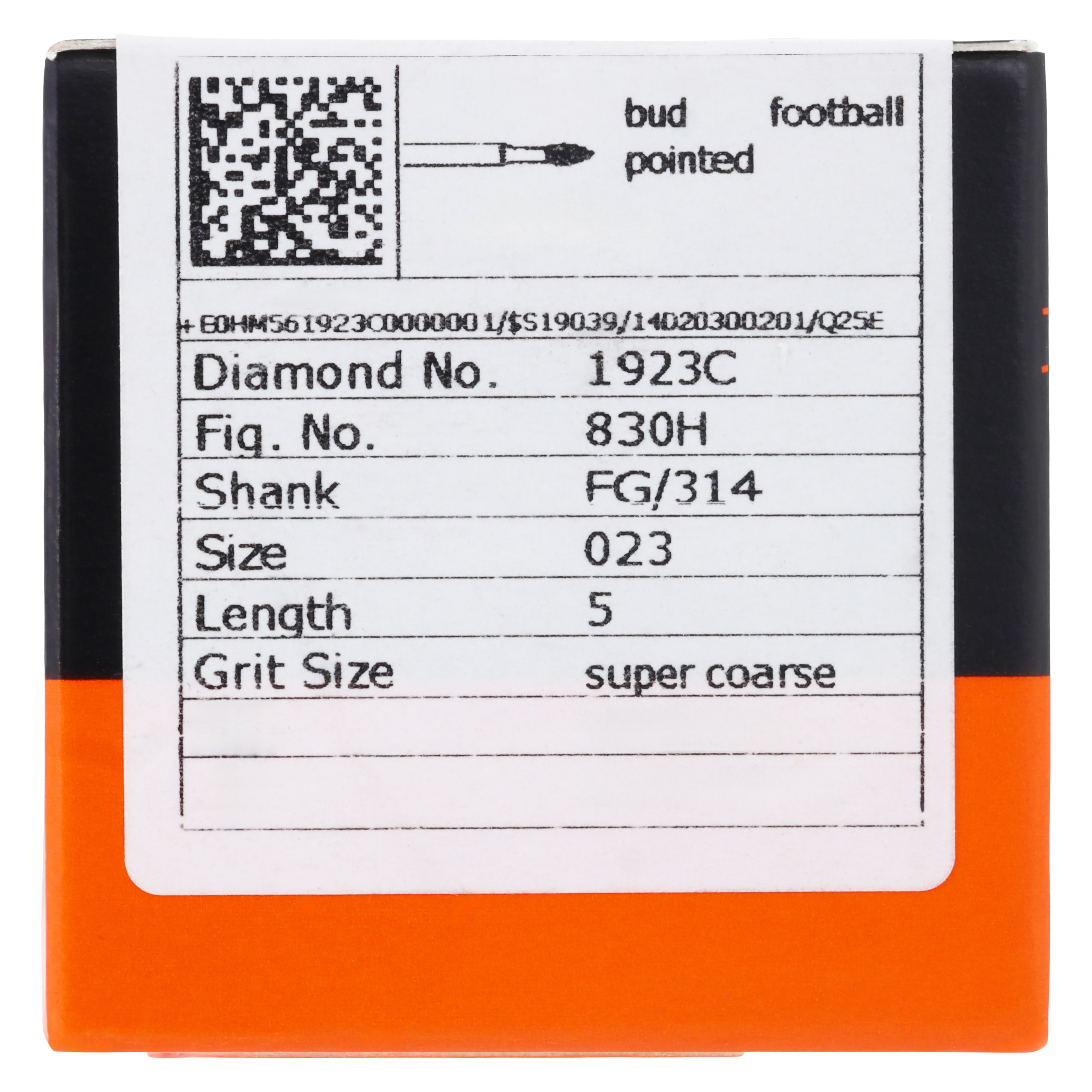 Meisinger Single-Use Sterile Diamond Burs, FG, Pointed Football, #1923C, 2.3 mm, Coarse, Green, 25/Pk thumbnail 5