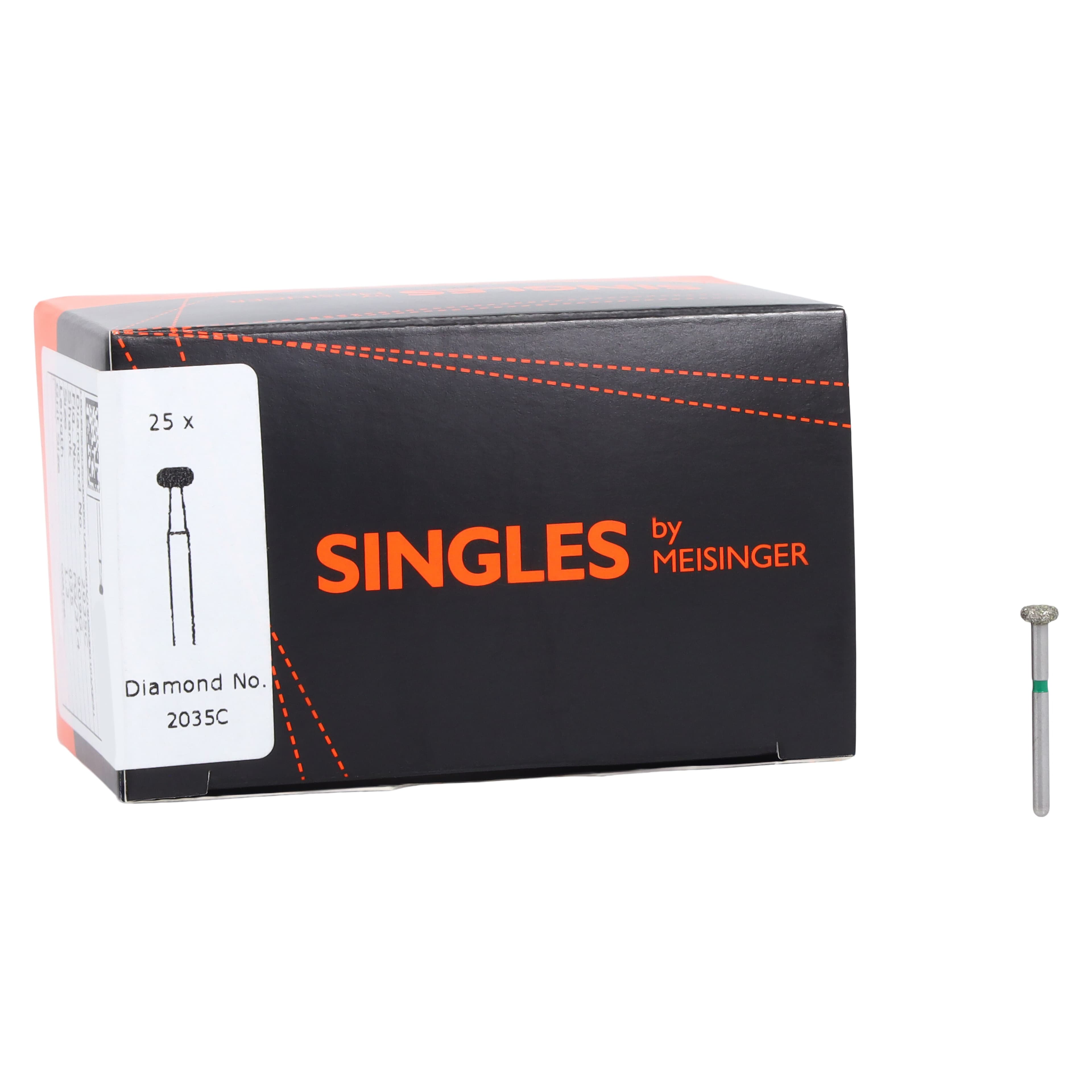 Meisinger Singles Disposable Diamond Bur, FG, Wheel 2035C, 3.5mm, Coarse, Green Ring, Sterile, 25/Pkg thumbnail 4