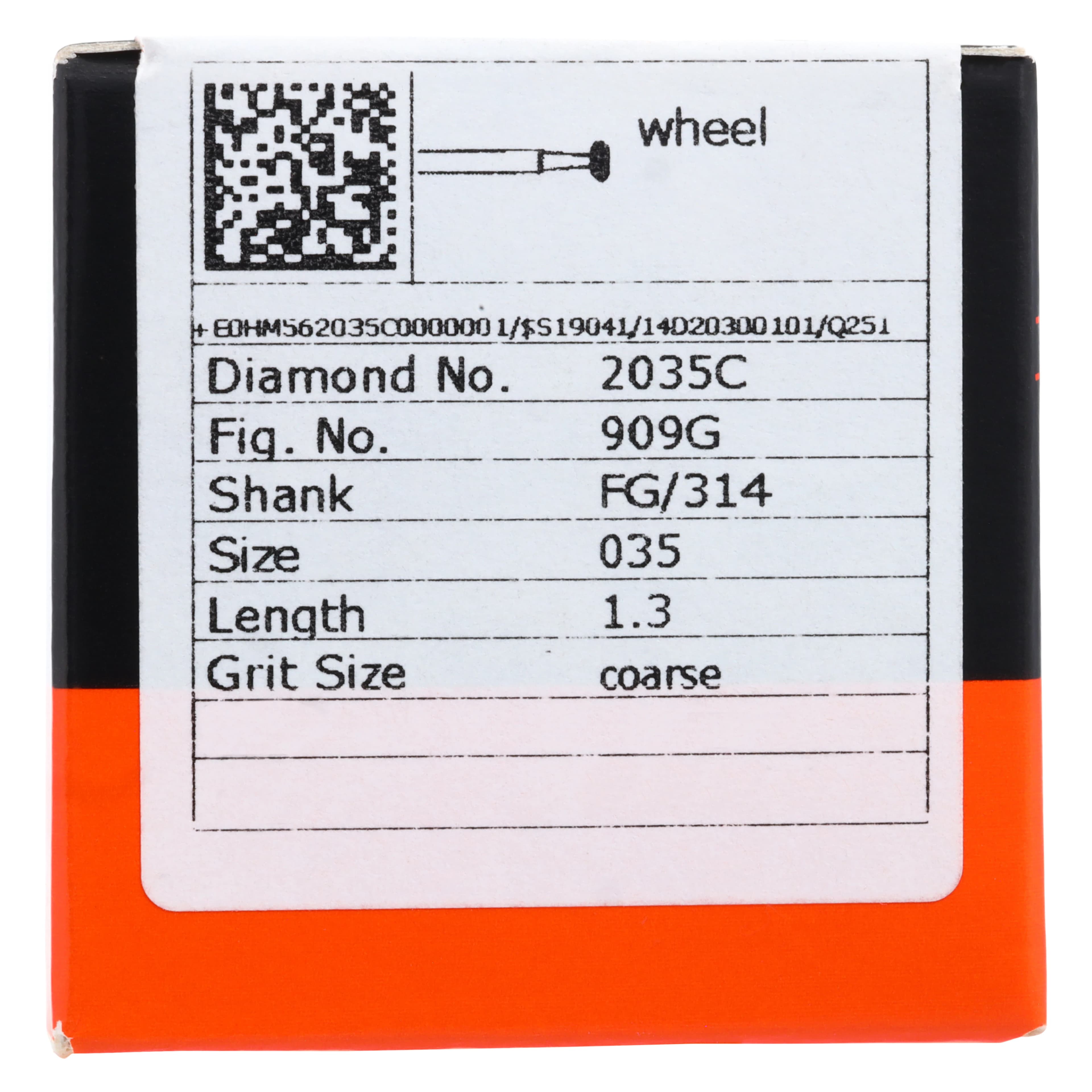 Meisinger Singles Disposable Diamond Bur, FG, Wheel 2035C, 3.5mm, Coarse, Green Ring, Sterile, 25/Pkg thumbnail 5
