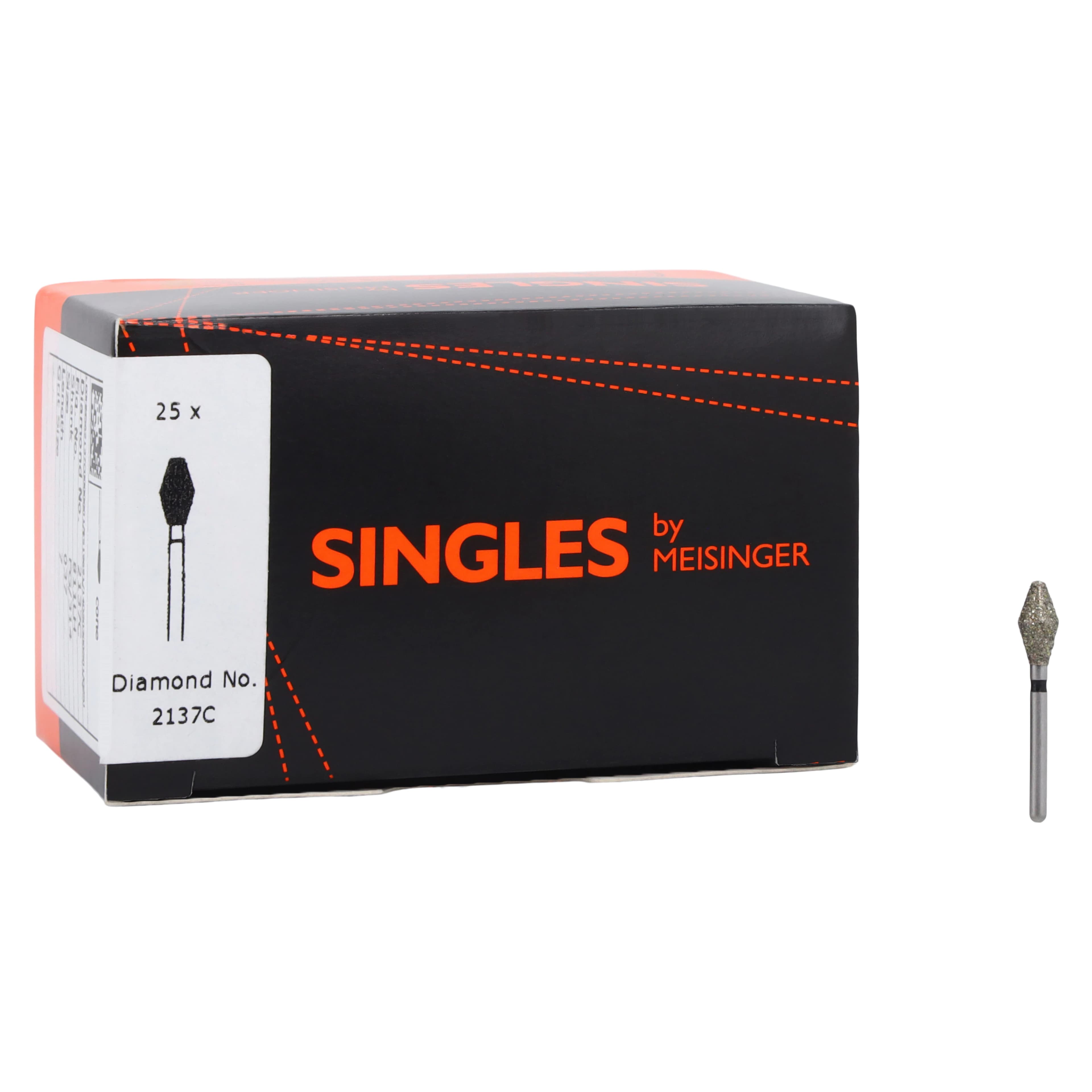 Meisinger Single-Use Sterile Diamond Bur, FG, Barrel, #2137C, 3.7 mm, Coarse, Green, 25/Pk thumbnail 4