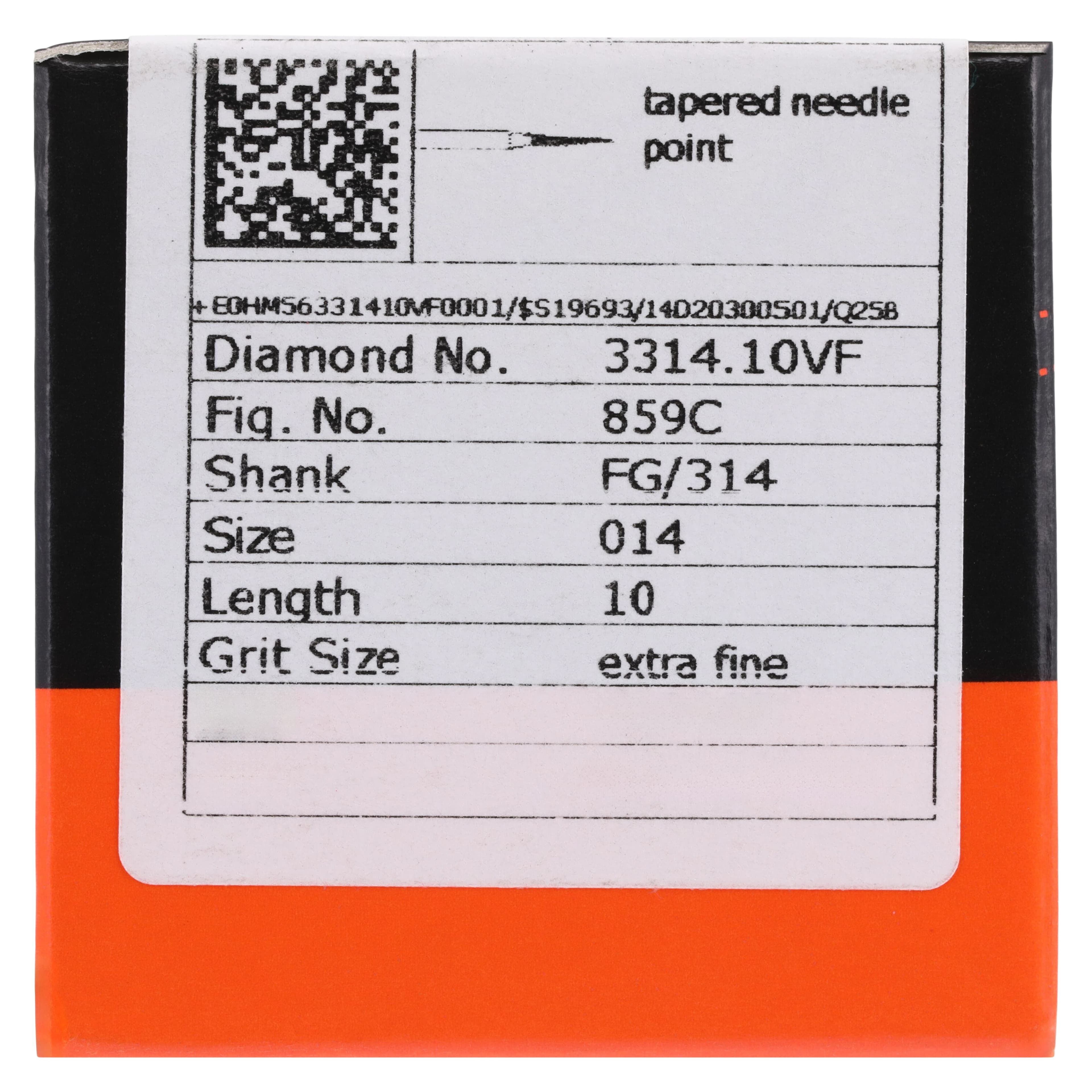 Meisinger Single-Use Sterile Diamond Bur, FG, Needle, #3314.10VF, 1.4 mm, Extra Fine, Yellow, 25/Pk thumbnail 5