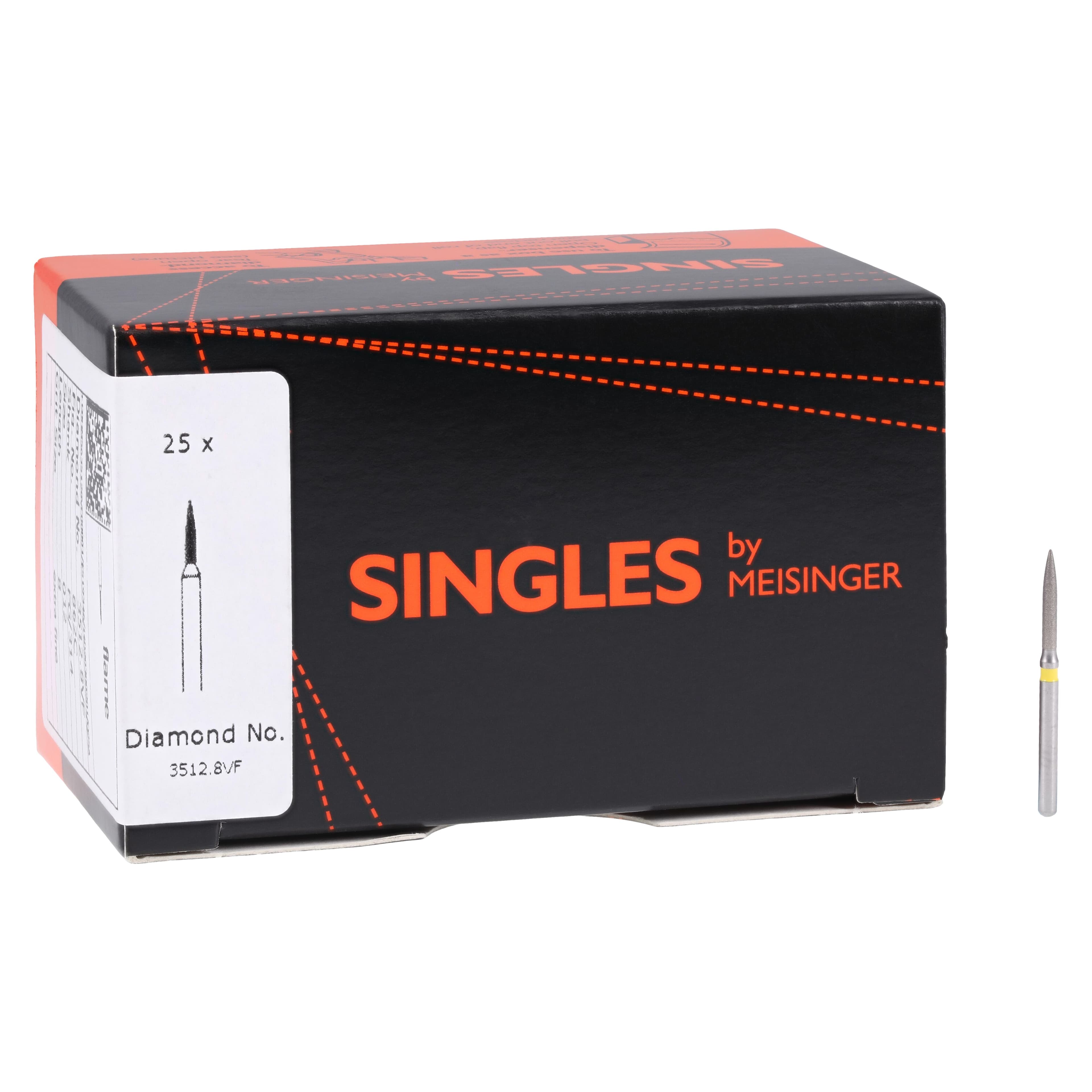 Meisinger Singles Disposable Diamond Bur FG, Flame 3512.8VF, Extra Fine, 1.2mm, 25/Pk thumbnail 4