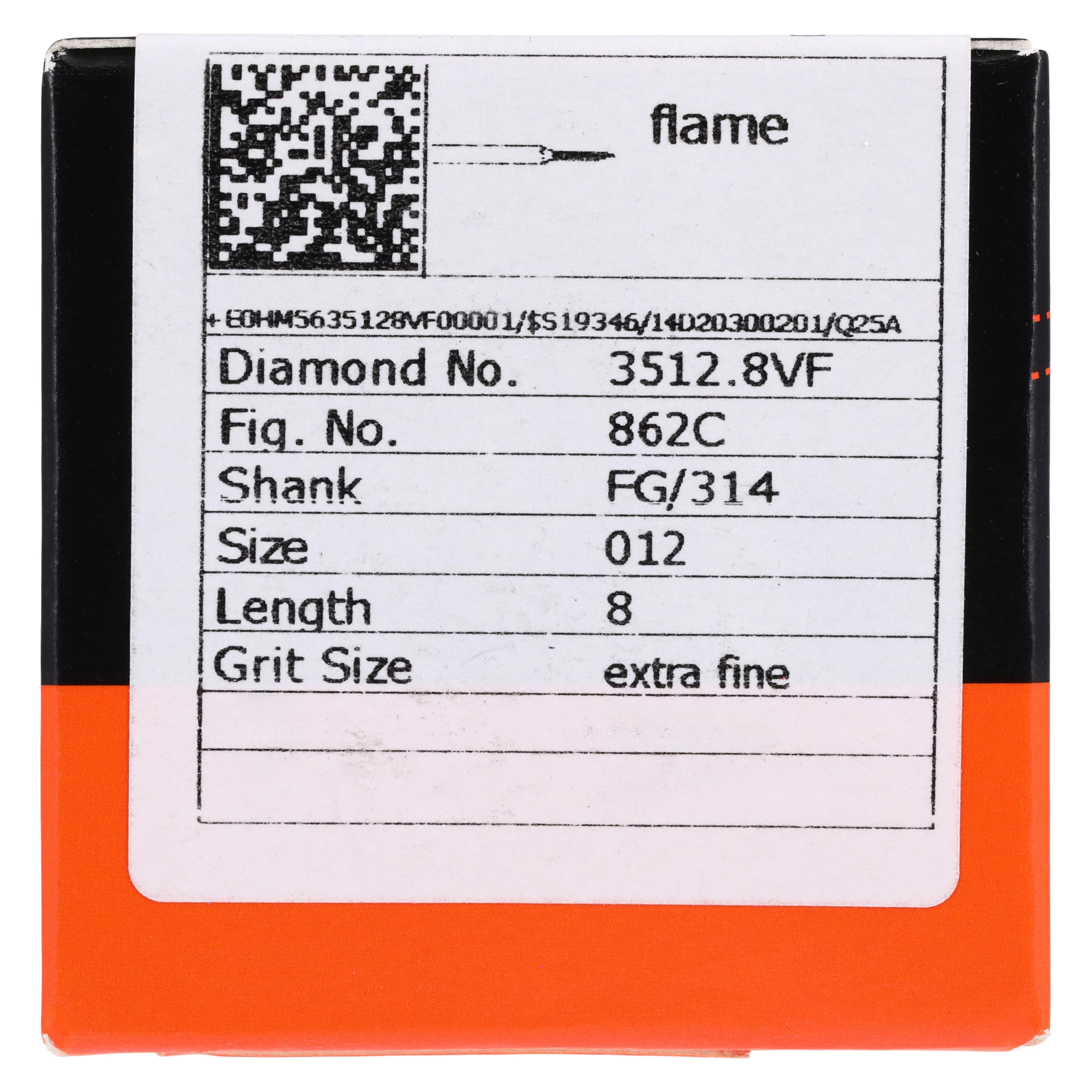 Meisinger Singles Disposable Diamond Bur FG, Flame 3512.8VF, Extra Fine, 1.2mm, 25/Pk thumbnail 5