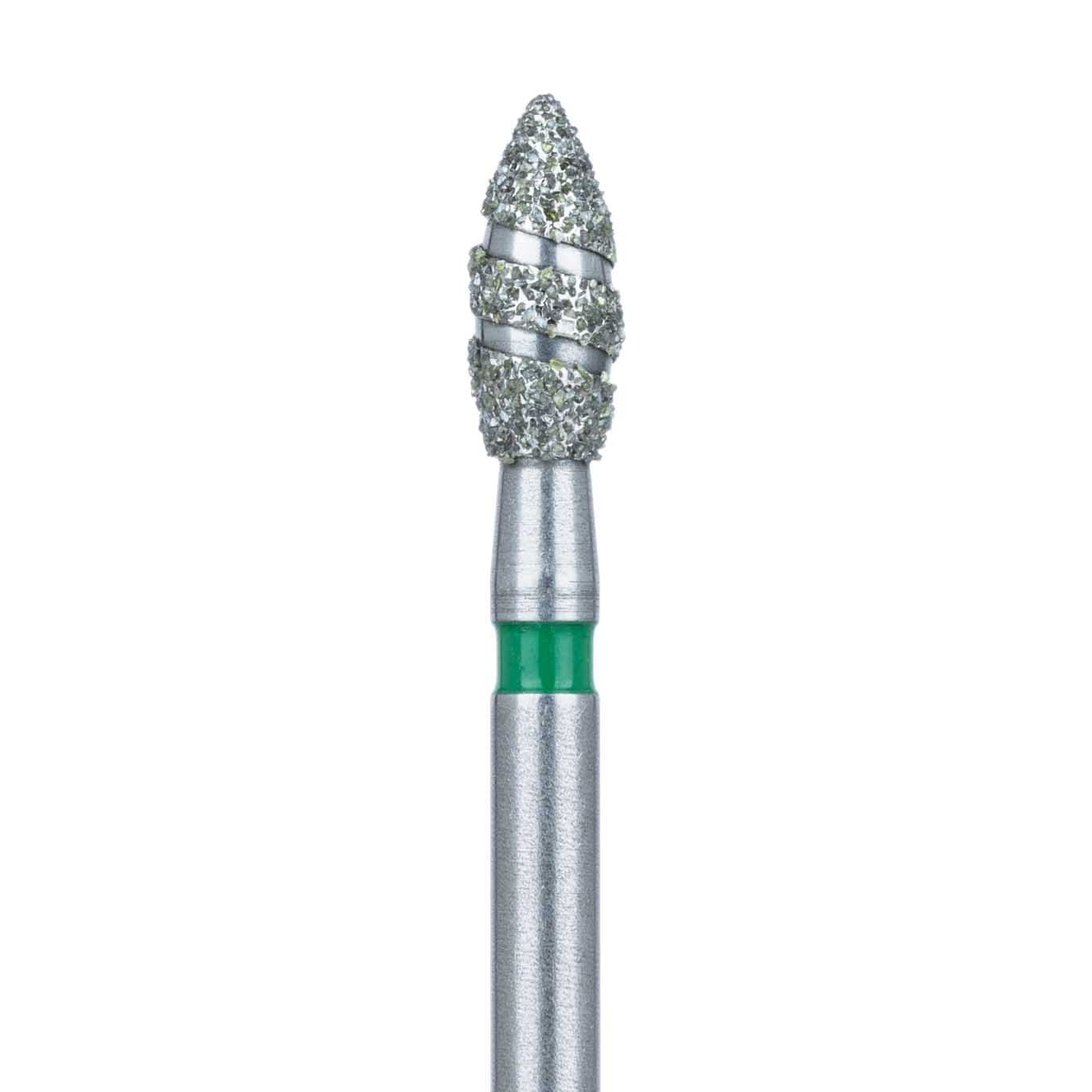 Meisinger Singles Disposable Diamond Bur, Spiral Football, FG, Coarse (Green), 2.3mm, #8923C, 25/Pack - Meisinger FG Single-Use Diamonds - Coarse - #8923C - Image 1