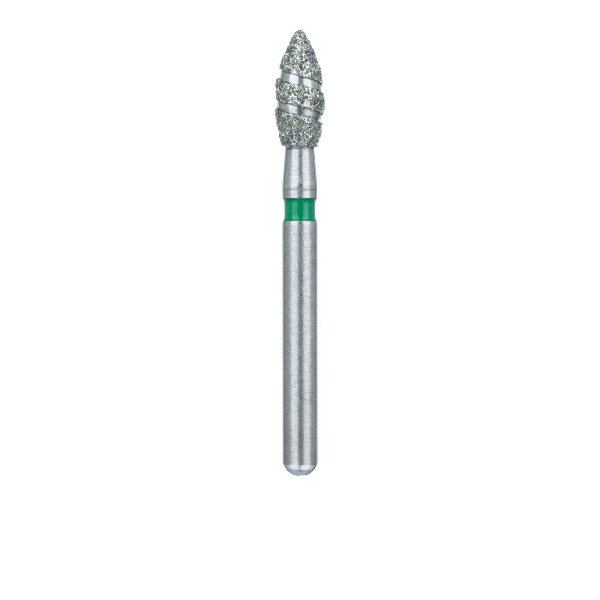 Meisinger Singles Disposable Diamond Bur, Spiral Football, FG, Coarse (Green), 2.3mm, #8923C, 25/Pack thumbnail 2