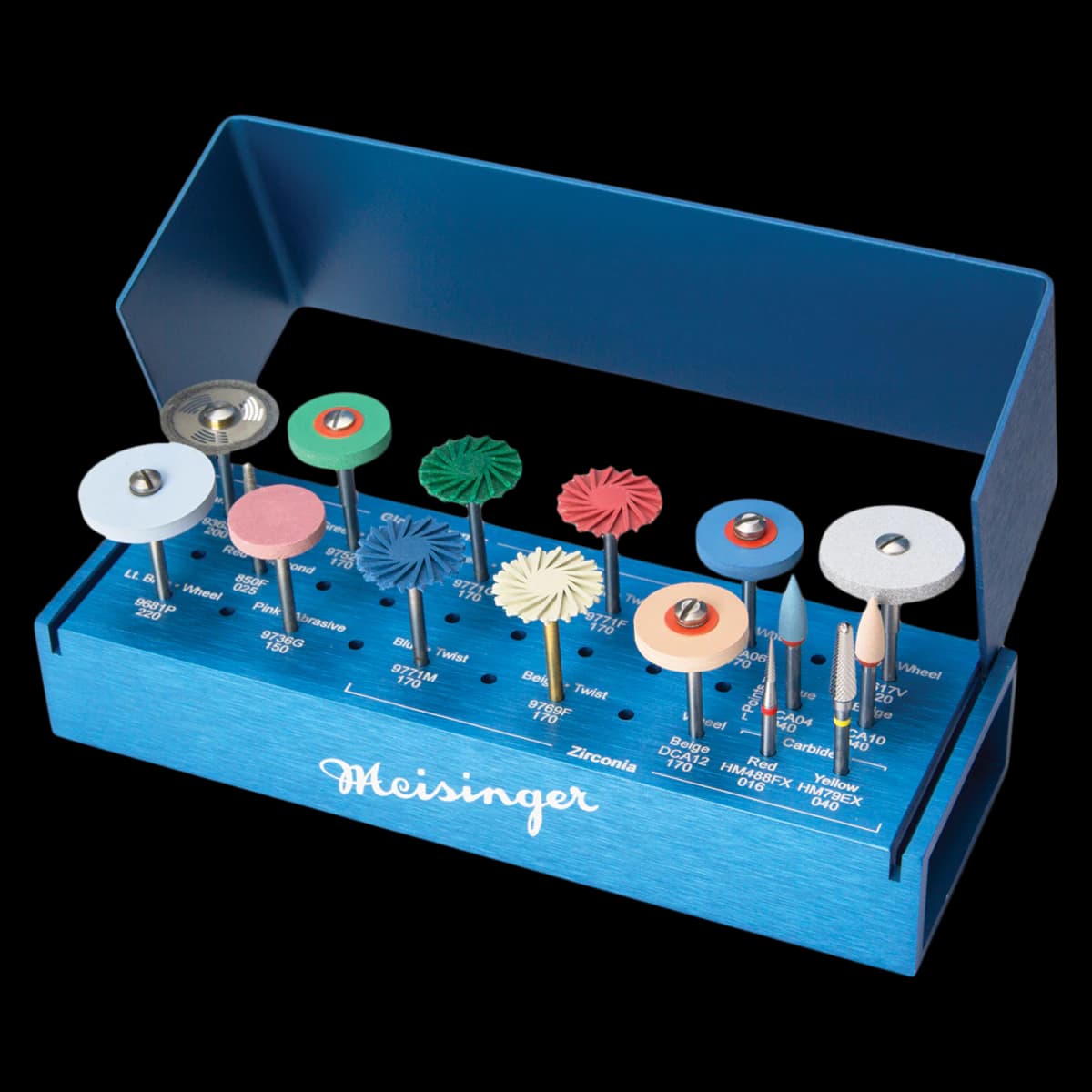 Meisinger Universal Extraoral Shaping and Polishing Kit DSU21 according to Dentsply Sirona, 17-Piece Set - Universal Extraoral Shaping and Polishing Kit according to Dentsply Sirona - Universal Extraoral Shaping and Polishing Kit according to Dentsply Sirona - Image 1