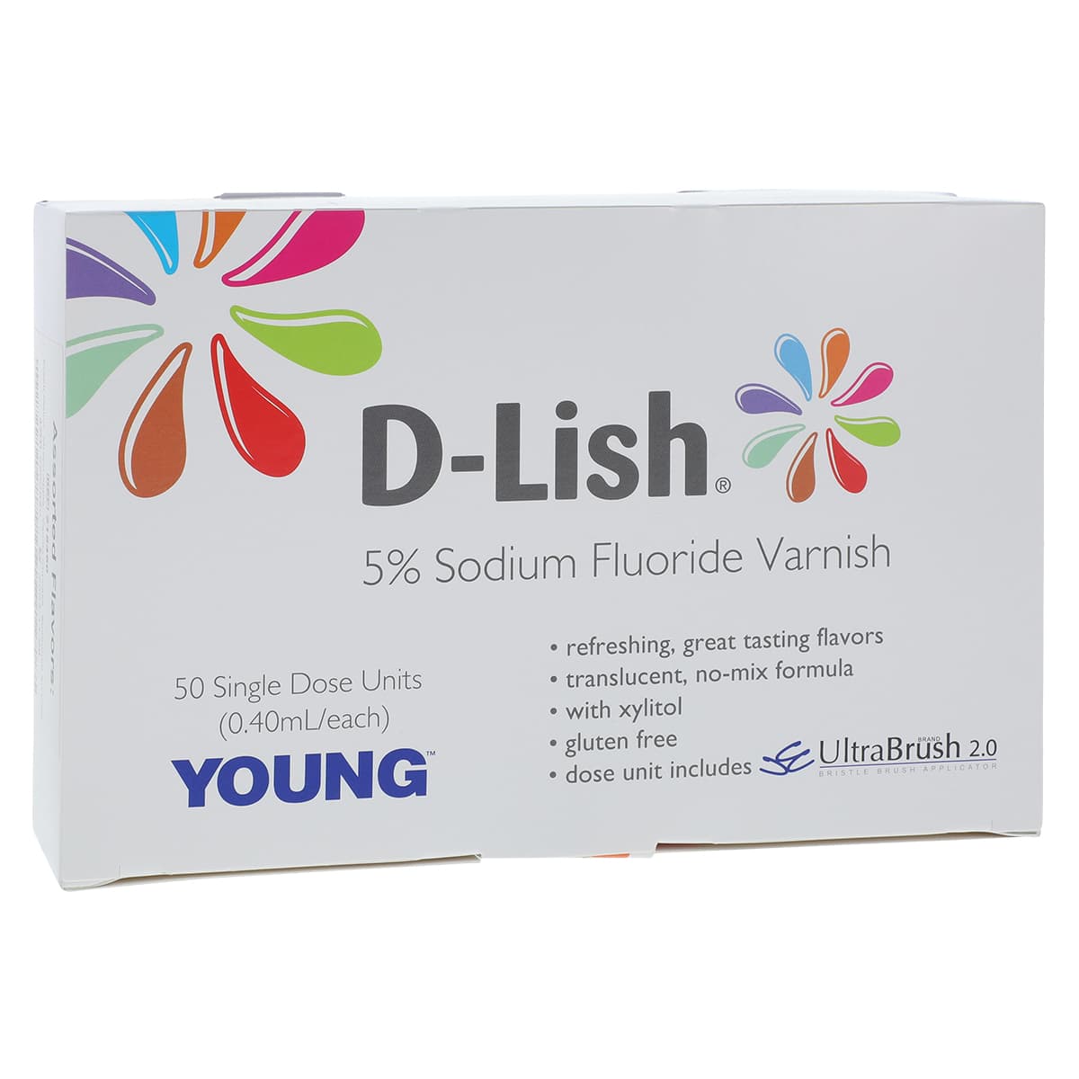 D-Lish 5% Sodium Fluoride Varnish, Assorted Flavors, 0.4 mL Unit Dose, 50/Box, 218450 - D-Lish 5% Sodium Fluoride Varnish Assorted 50Pk - Image 1