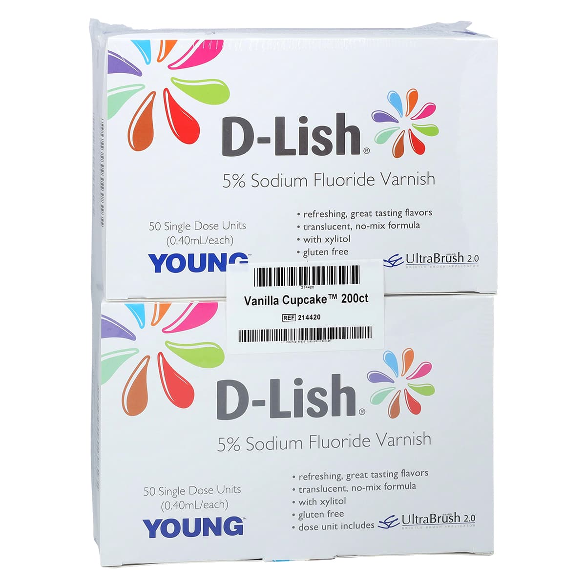 D-Lish 5% Sodium Fluoride Varnish, Vanilla Cupcake, 0.4 mL Unit Dose, 200/Box, 214420 - D-Lish 5% Sodium Fluoride Varnish Vanilla Cupcake 200Bx - Image 1