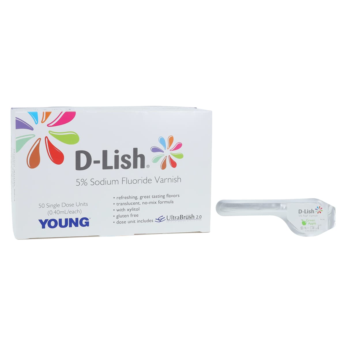 D-Lish 5% Sodium Fluoride Varnish, Green Apple, 0.40 mL Unit Dose, 50/Pack, 295732 thumbnail 2