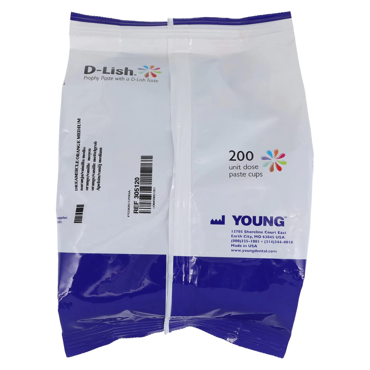 Young Dental D-Lish Prophy Paste, Medium Grit, Dreamsicle Orange, 1.23% Fluoride, Gluten Free, Unit Dose Cups, 200/Box, 305120 thumbnail 2