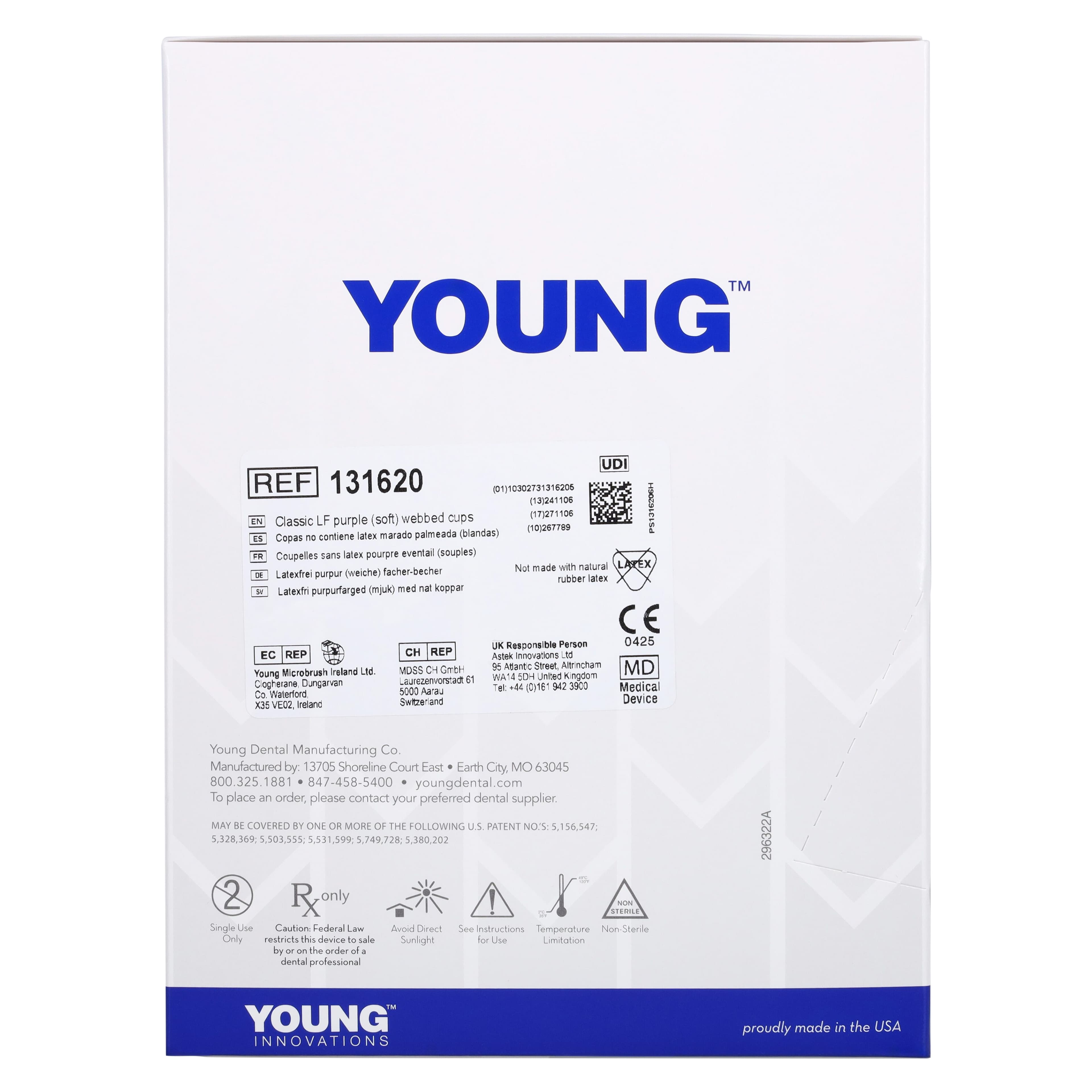 Young Classic Traditional Web LF Disposable Prophy Angles, Soft Purple, Long, 4-Webbed Cup, Latex-Free, 200/Box, 131620 thumbnail 6
