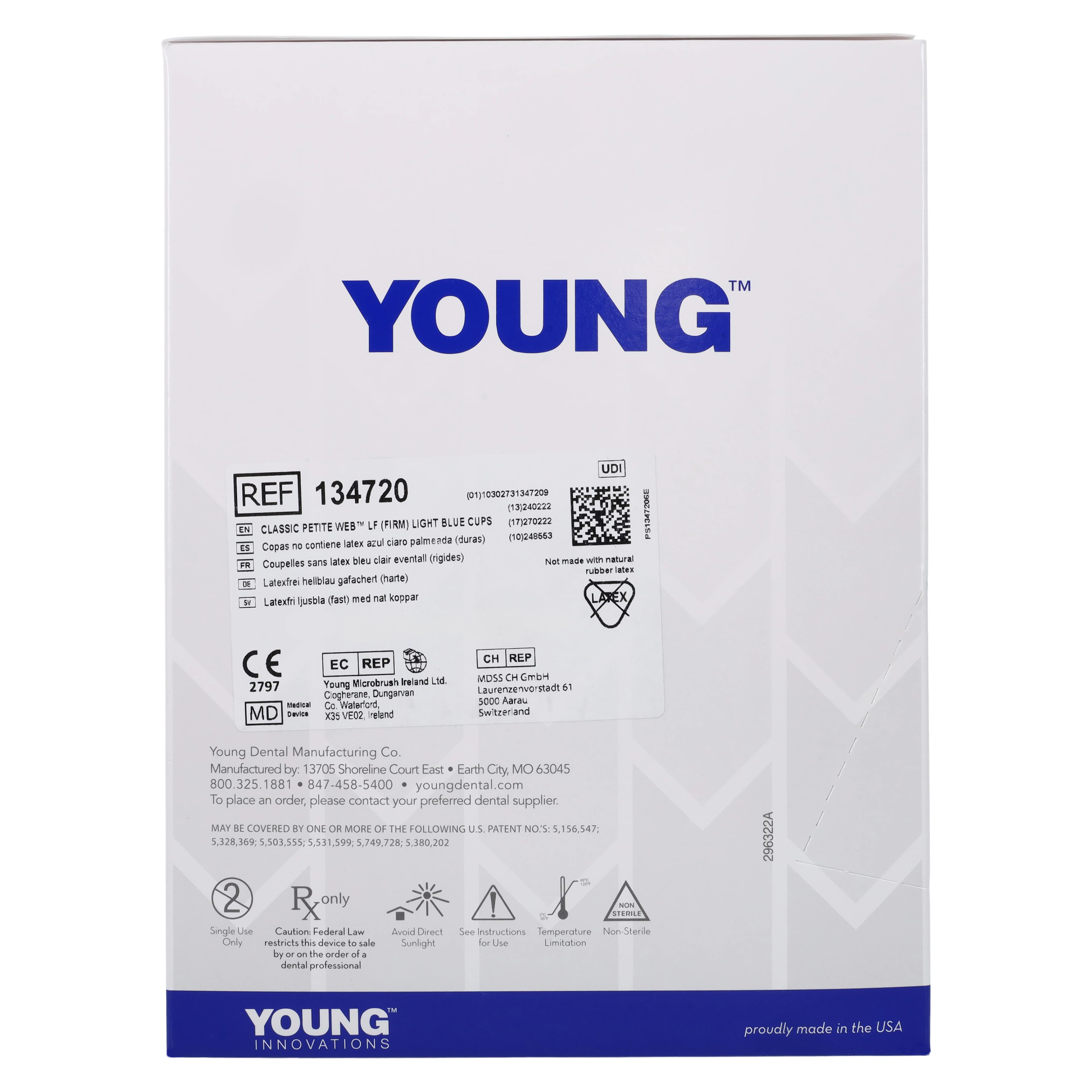 Young Dental Classic Petite Web LF Disposable Prophy Angle, Firm, Blue, Latex-Free, 200/Pk, 134720 thumbnail 3