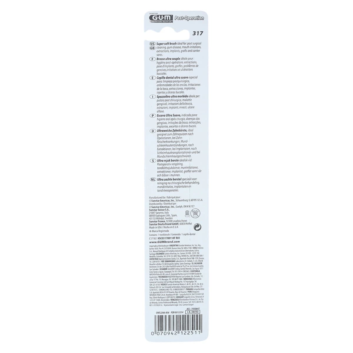 GUM Delicate Post-Surgical Toothbrush, Ultra Compact, Ultra Soft, 12/Box, 317MB thumbnail 6