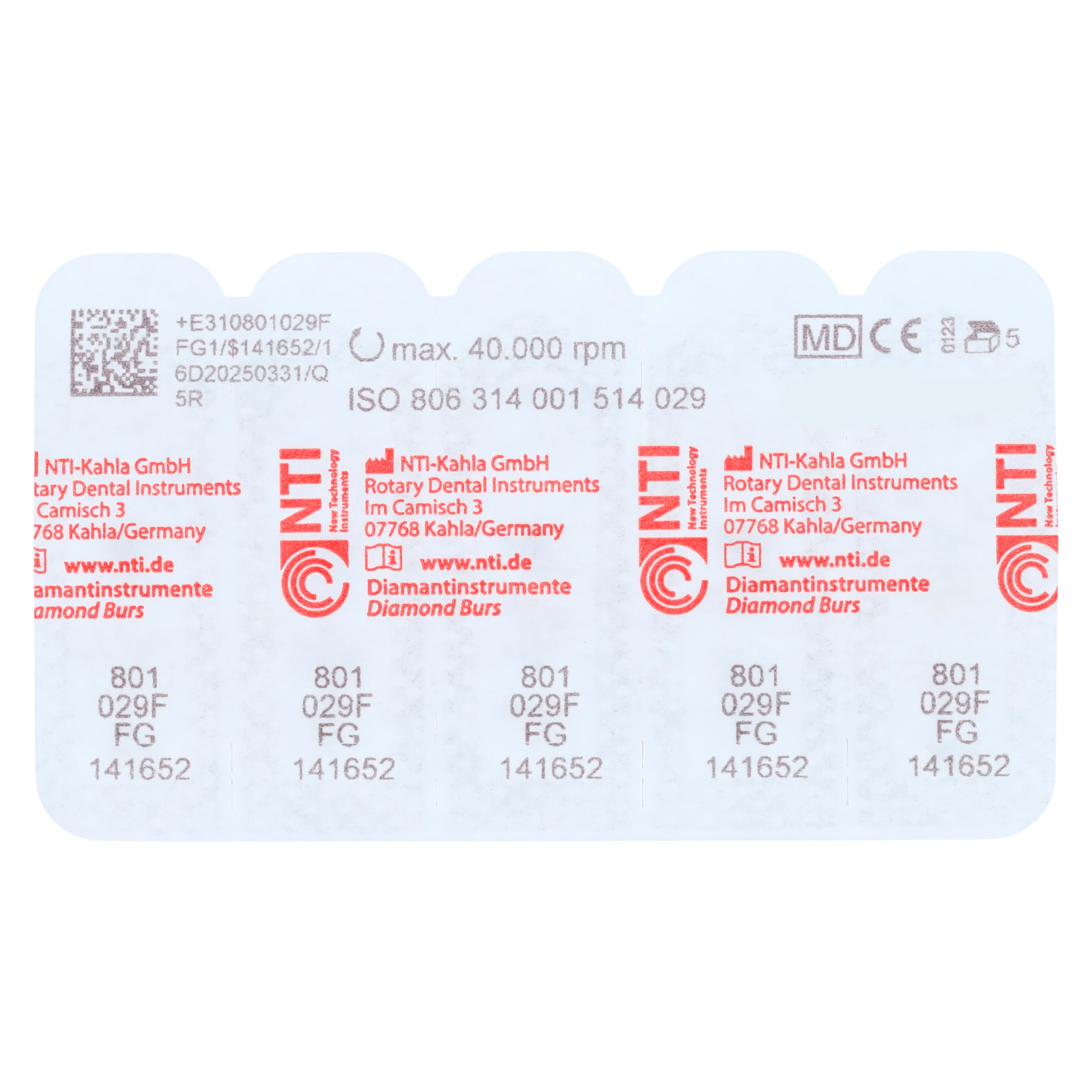 NTI Diamond Bur, FG, Round, #801, 2.9 mm, Fine, Red, 5/Pk, F801-029 thumbnail 5
