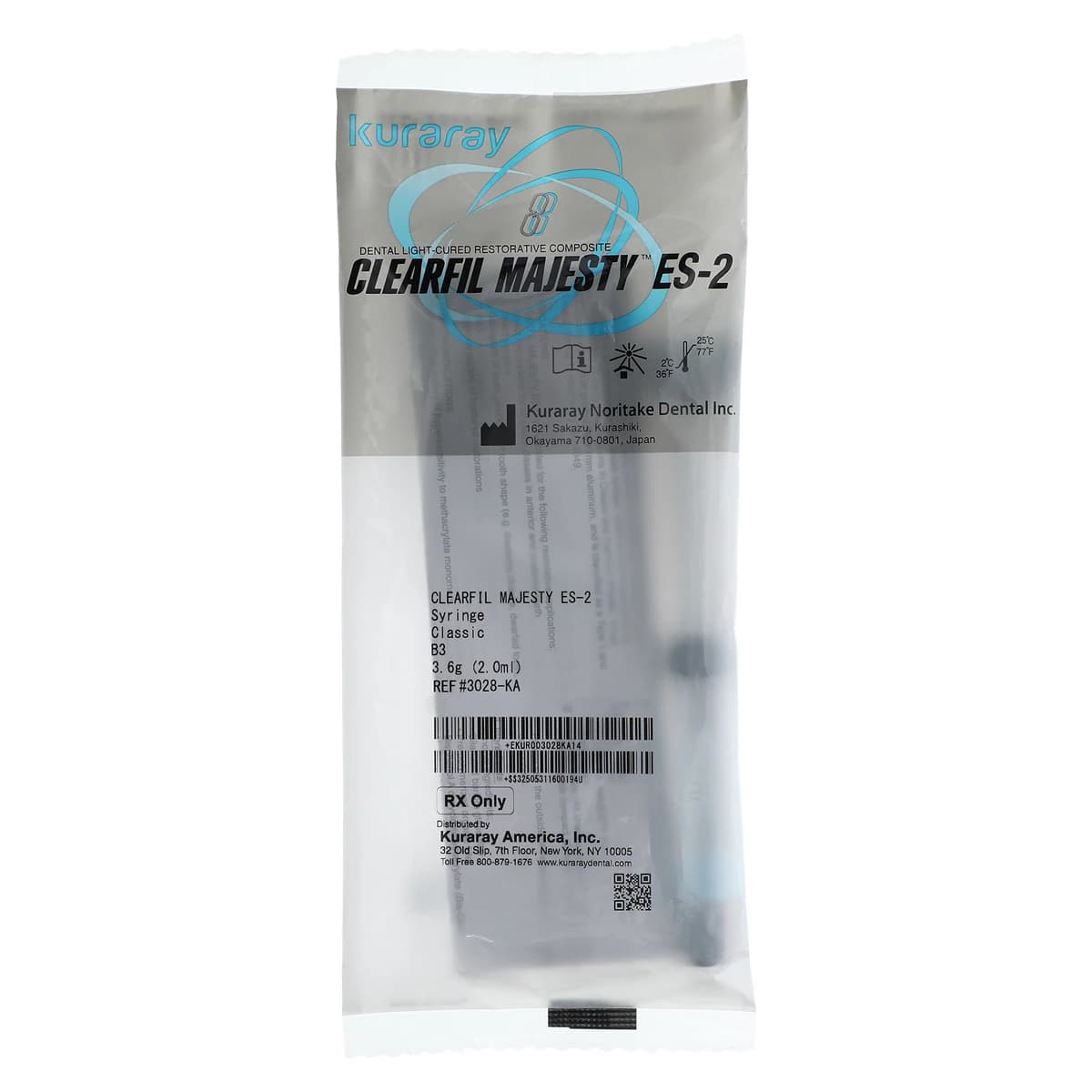 Clearfil Majesty ES-2 Classic Universal Nanohybrid Composite, Syringe Refill, Shade B3, 3.6 g (2.0 mL), 1/Pk, 3028KA - Clearfil Majesty ES-2 Classic B3 Syr 3.6g - Image 1