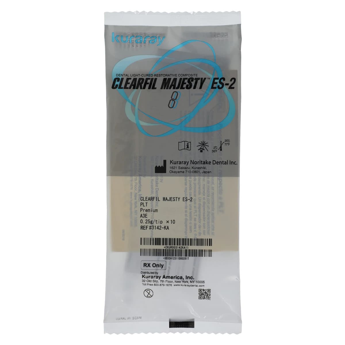 Clearfil Majesty ES-2 Premium Universal Nanohybrid Composite, A3E Enamel, PLT Refill, 0.25 g, 10/Pk, 3142KA - CLEARFIL Majesty ES-2 Premium PLT A3E 10Pk - Image 1