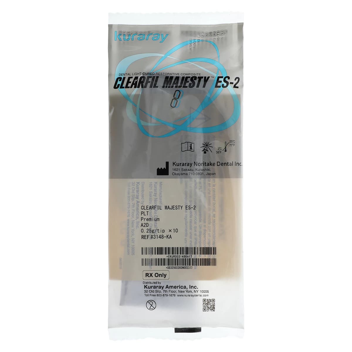 Clearfil Majesty ES-2 Premium Universal Nanohybrid Composite, A2D Dentin, PLT Preloaded Tip Refill, 0.25 g, 10/Pk, 3148KA - CLEARFIL Majesty ES-2 Premium PLT A2D 10Pk - Image 1