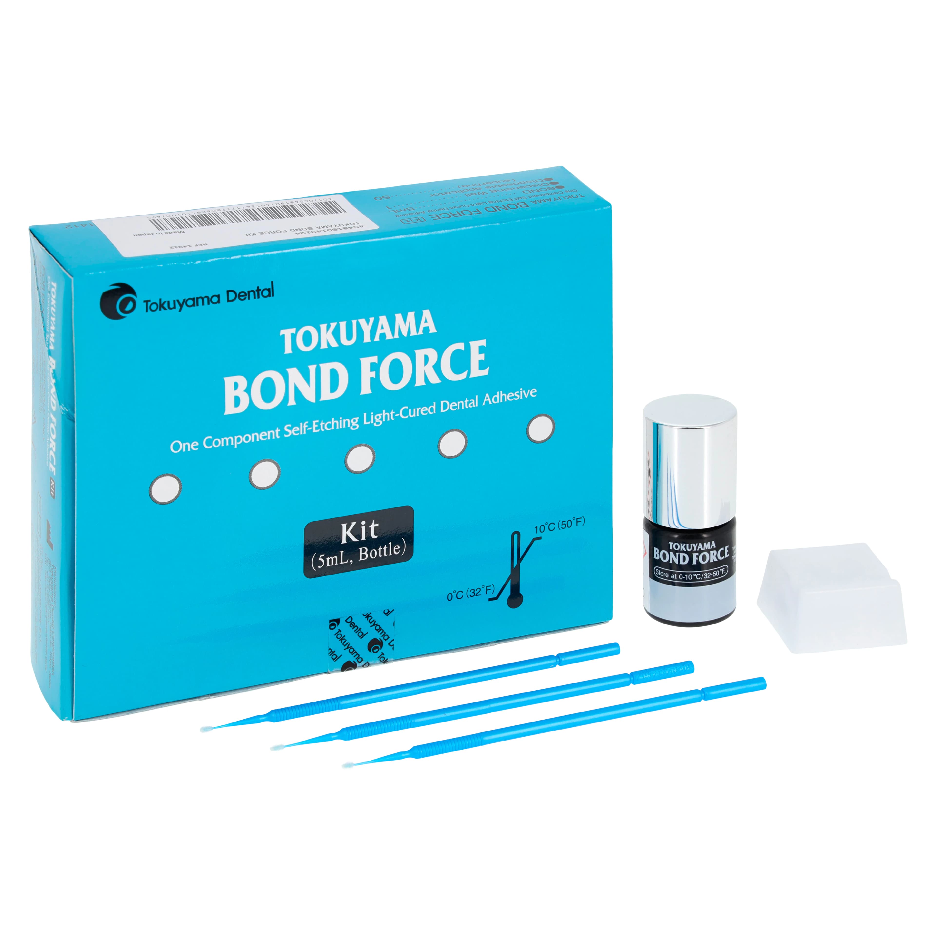 Bond Force Seventh-Generation Self-Etch Bonding Agent, Light-Cure, Bottle Kit, 5 mL Bottle with 50 Disposable Applicators & Mixing Well, 14912 - Bond Force Kit - Image 1