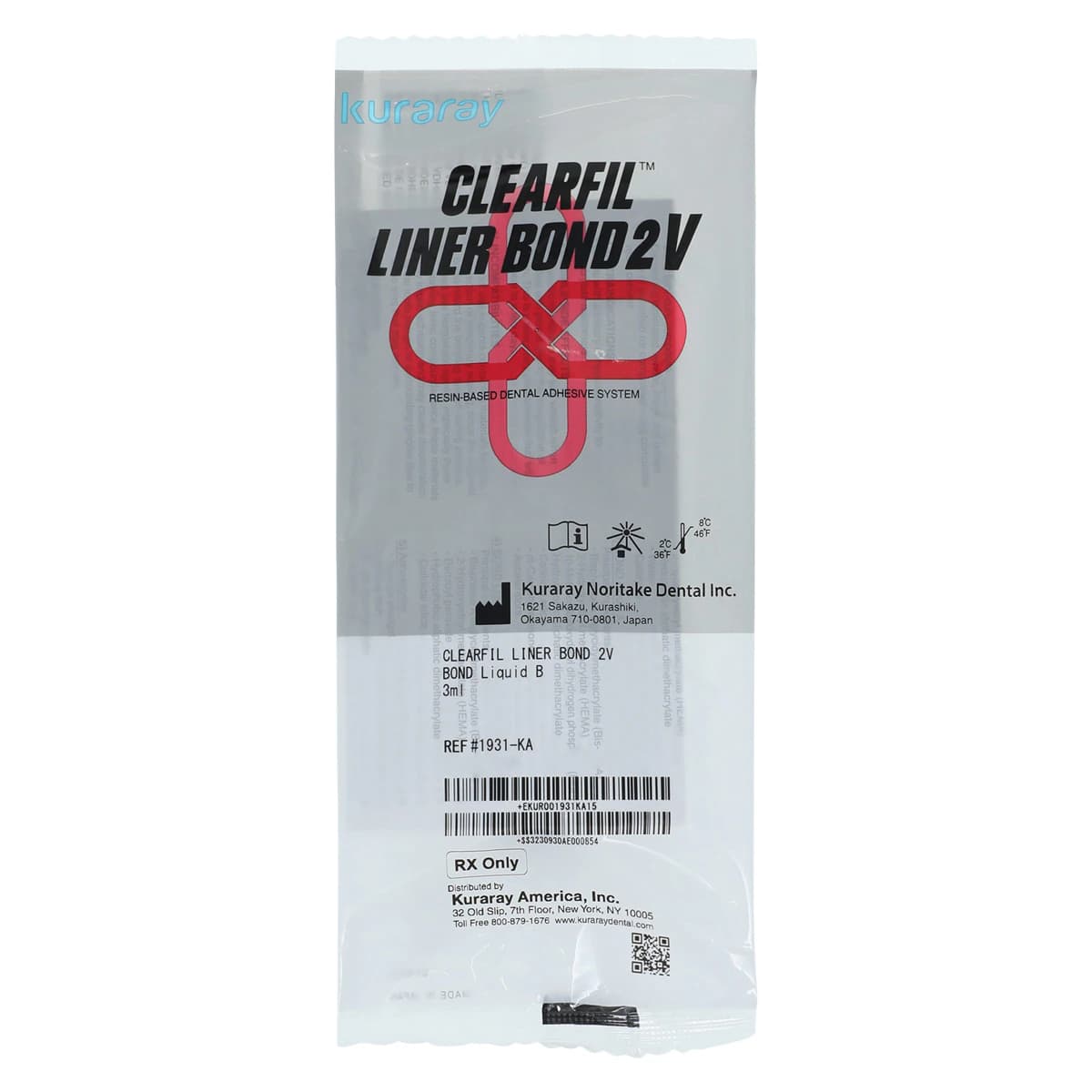 Clearfil Liner Bond 2V Bond B, Dual-Cure Self-Etch Dental Adhesive, 3 ml Bottle, 1931KA - Kuraray - Clearfil Liner Bond 2V: Bond B - Image 1