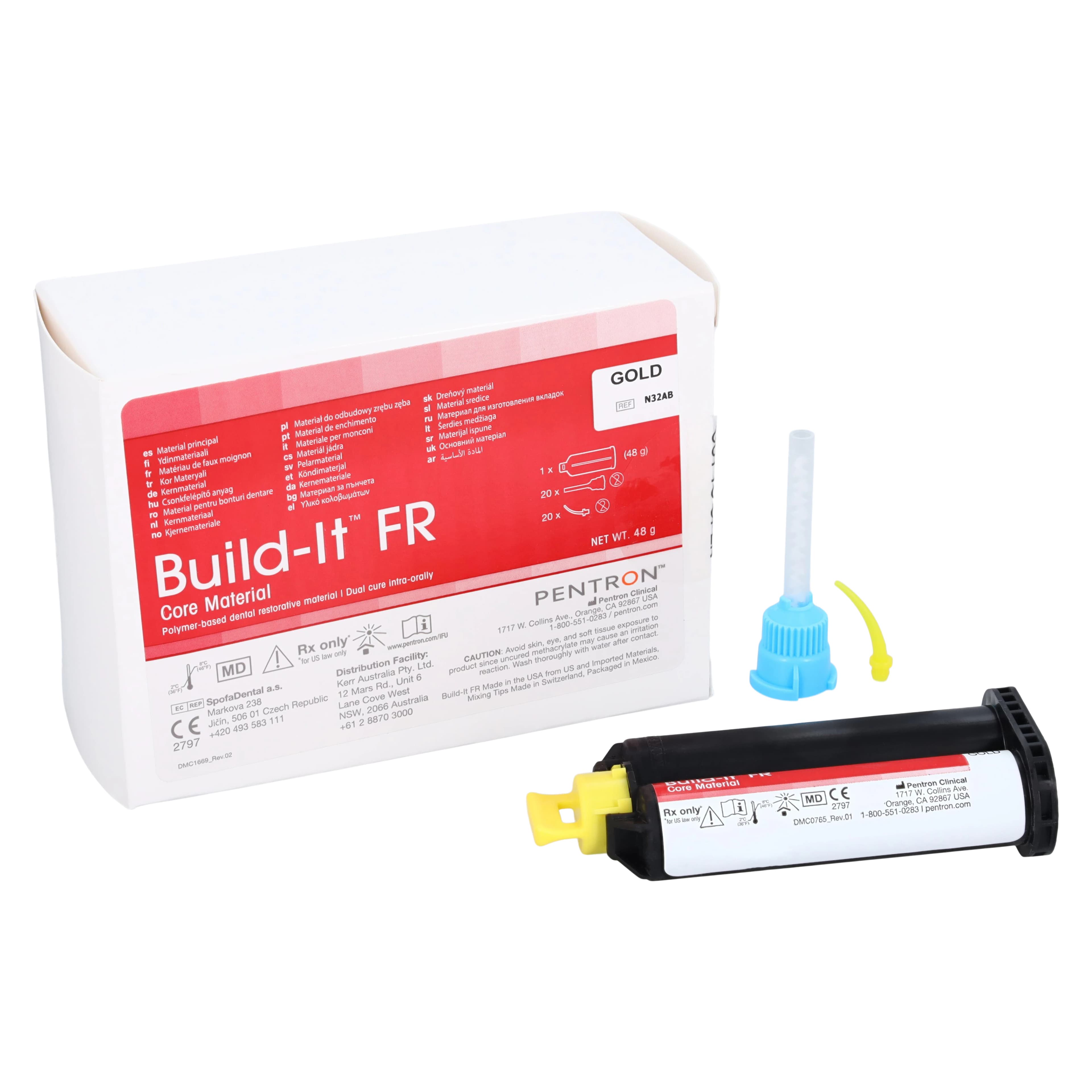Build-It™ FR Fiber Reinforced Core Build-Up Material, Dual-Cure, Cartridge Refill, Gold, 25 ml, N32AB - Build-It™ FR Cartridge Refill - Image 1