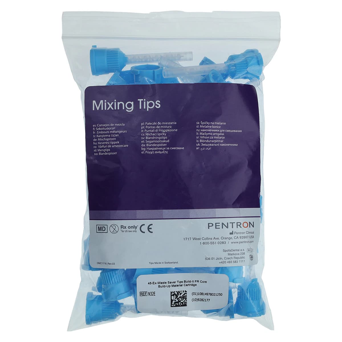 Build-It FR Wastesaver Blunt Blue Mixing Tips, 48/Pk, N32E - Build-It FR Core Material Accessories - Image 1