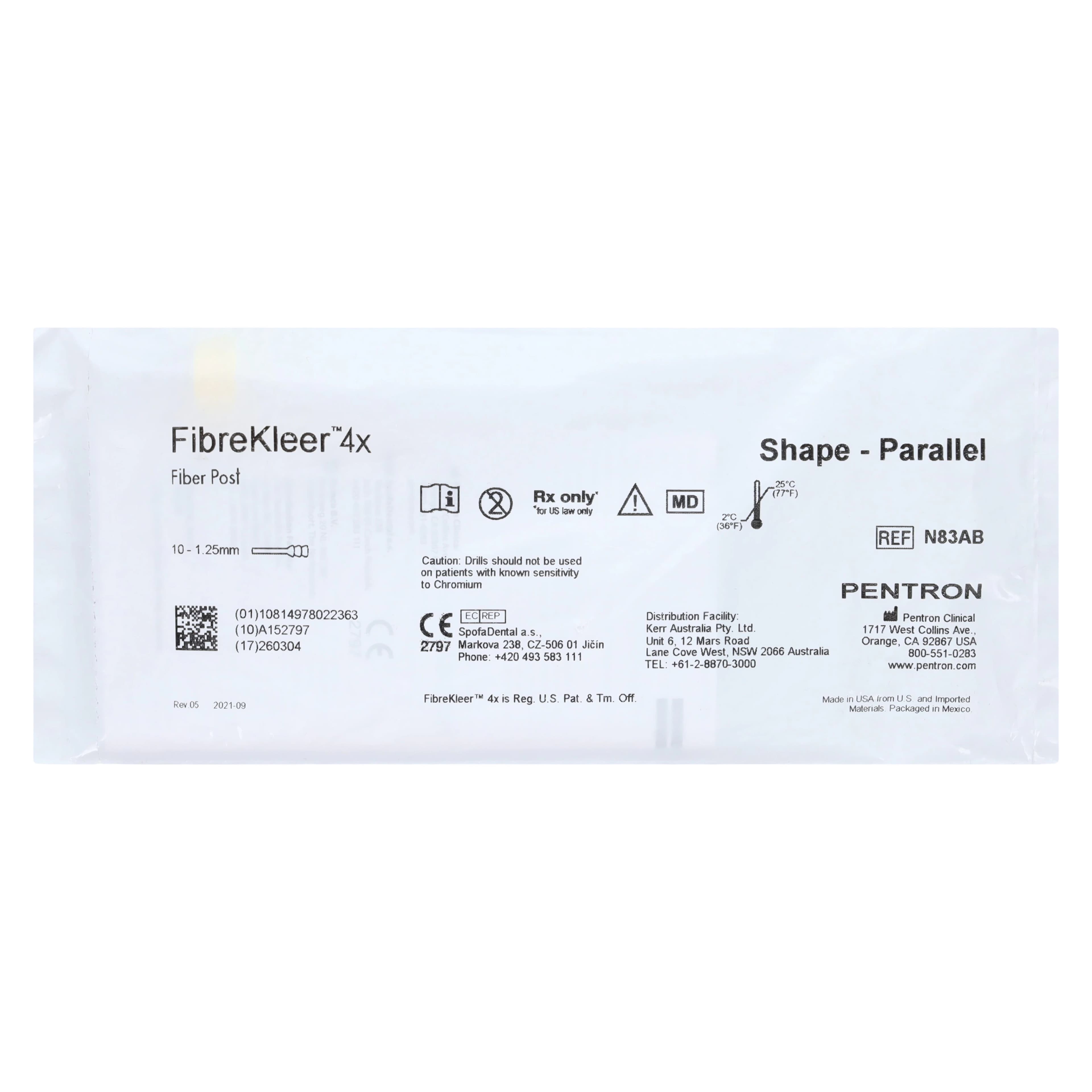 FibreKleer 4X Parallel Fiber Post Refill, 1.25 mm, Yellow, 10/Pk, N83AB - FibreKleer 4X Parallel 1.25 Posts, Yellow (10) - Image 1