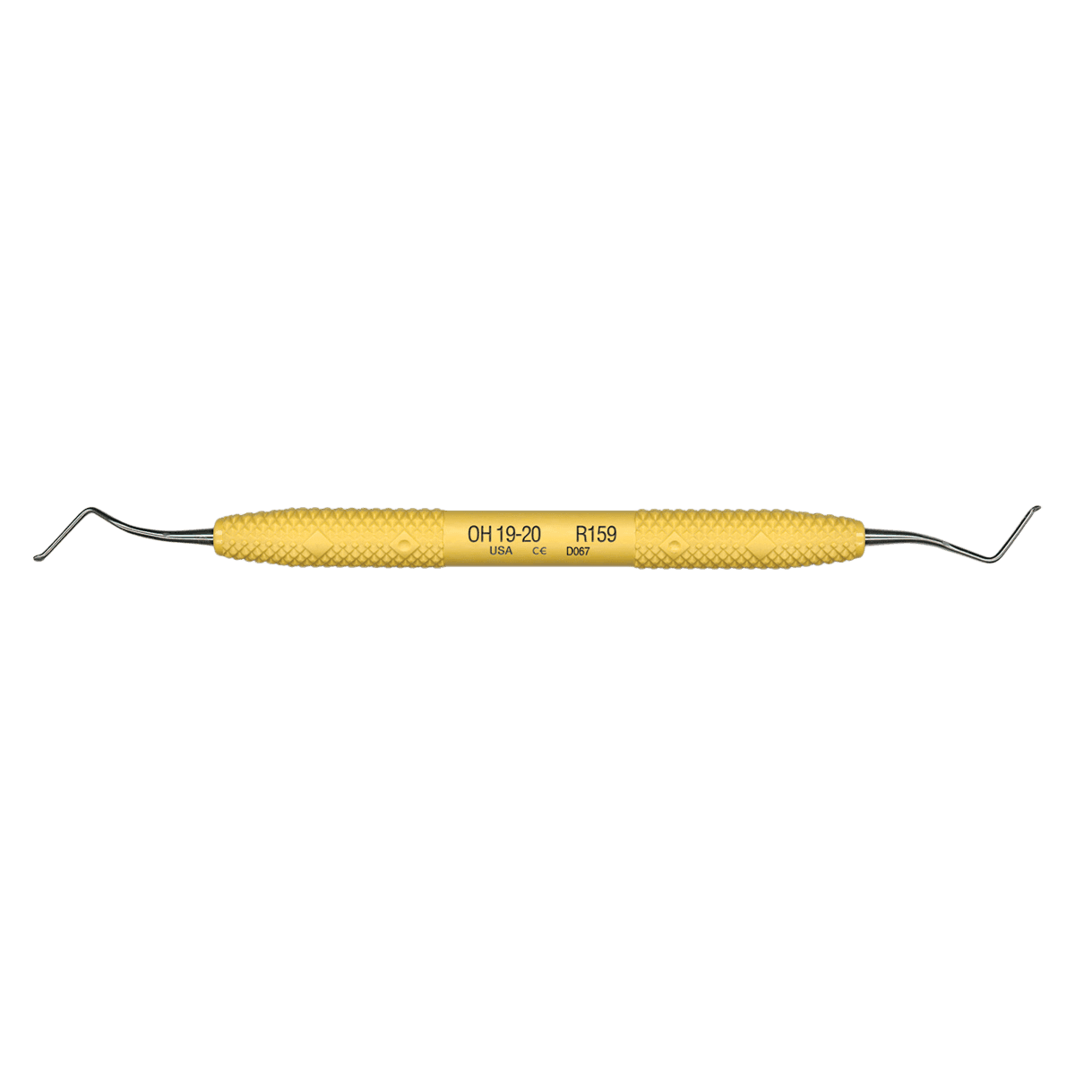 PDT O'Hehir New Millennium 19-20 Debridement Curette, Double End, Yellow Resin Handle, R159 - O'Hehir Curettes - 19-20 Debridement - Image 1