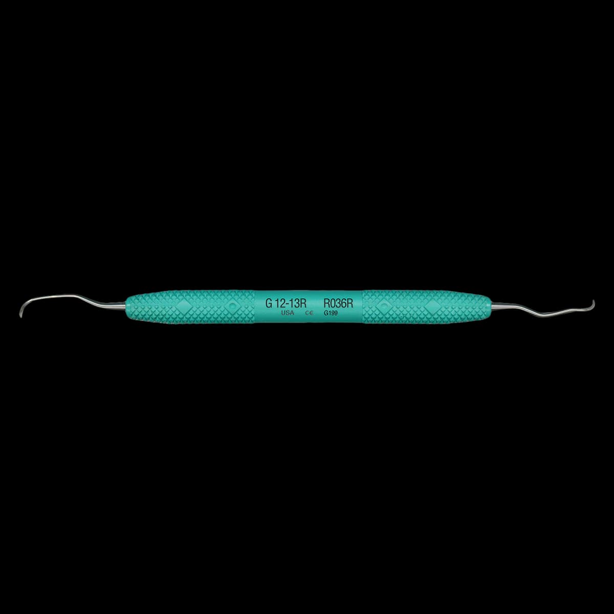 PDT Amazing Gracey™ 12-13 Rigid Gracey Curette, Double-Ended, Green Resin Handle, R036R - Gracey 12-13 Rigid Scaler w/C. Green Handle - Image 1