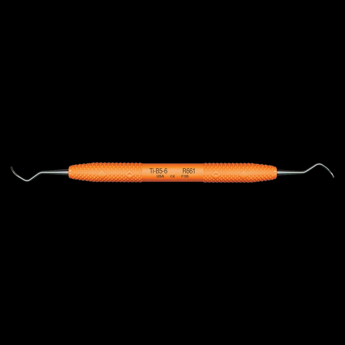 Wingrove Titanium Implant Scaler, Double-Ended, Barnhart 5/6, Orange Resin Handle, 1/Pk, R661 - Wingrove Titanium Implant Scaler, Double-Ended, 5/6 Barnhart, 1/Pk, R661 - Image 1