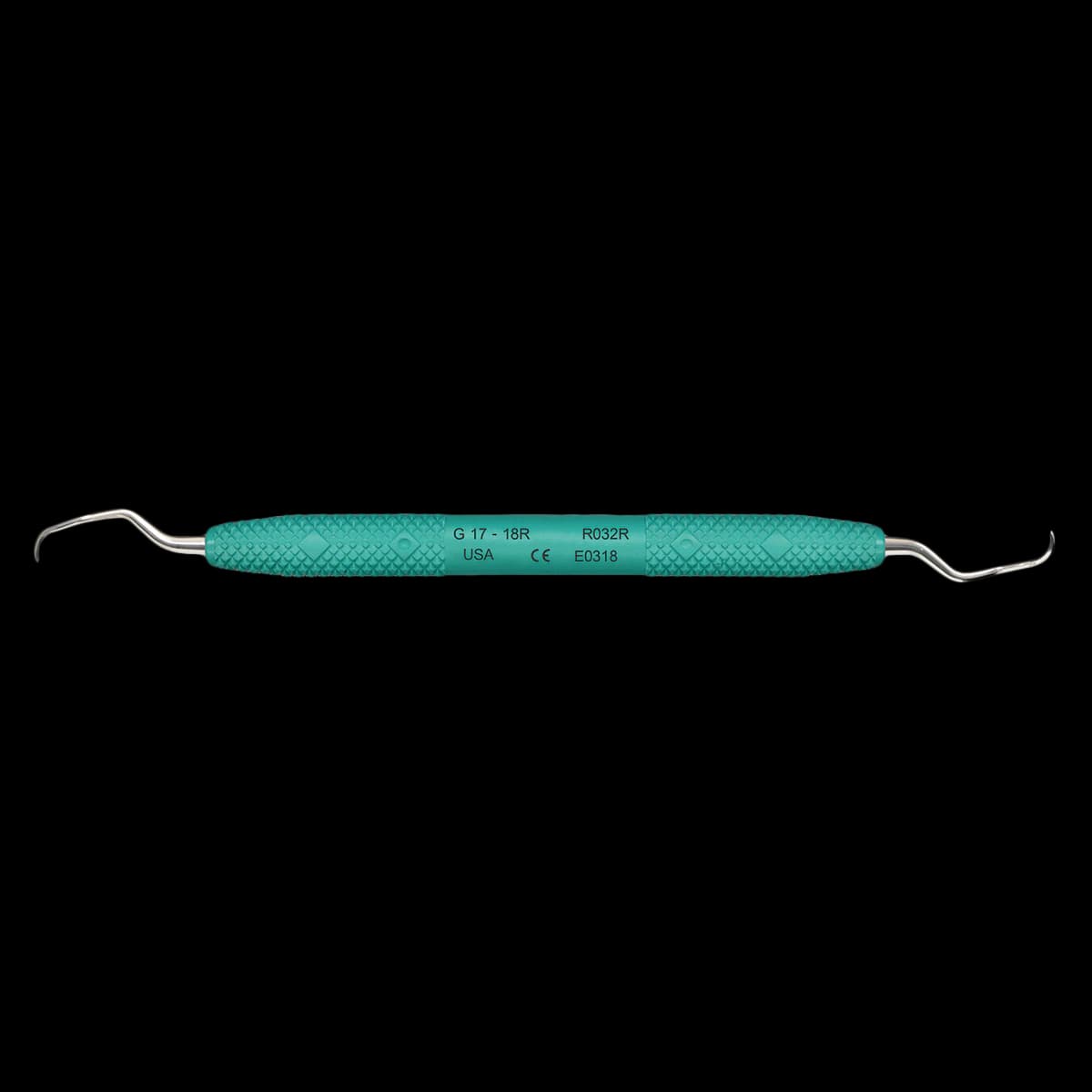 PDT Amazing Gracey Curette 17/18 Rigid, Double-Ended, Green Resin Handle, R032R - Gracey 17-18 Rigid R032R - Image 1