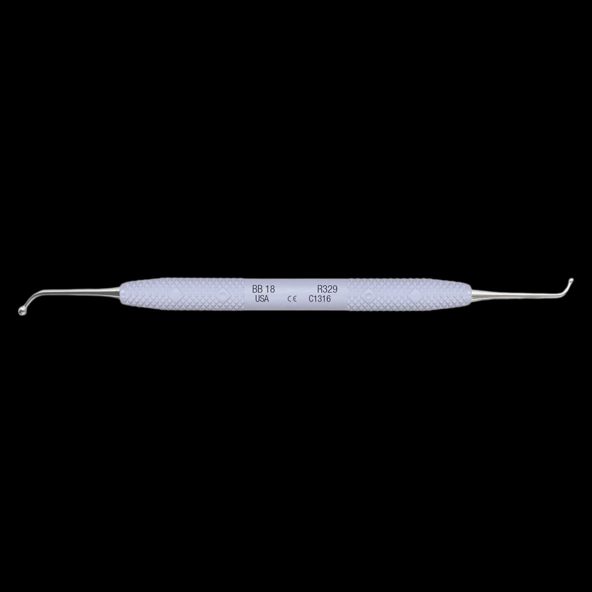 PDT Burnisher #18 Double End Restorative Instrument, Light Gray Handle, Stainless Steel Tips, 1/Pkg - PDT Burnisher 18 Restorative Instrument - Image 1