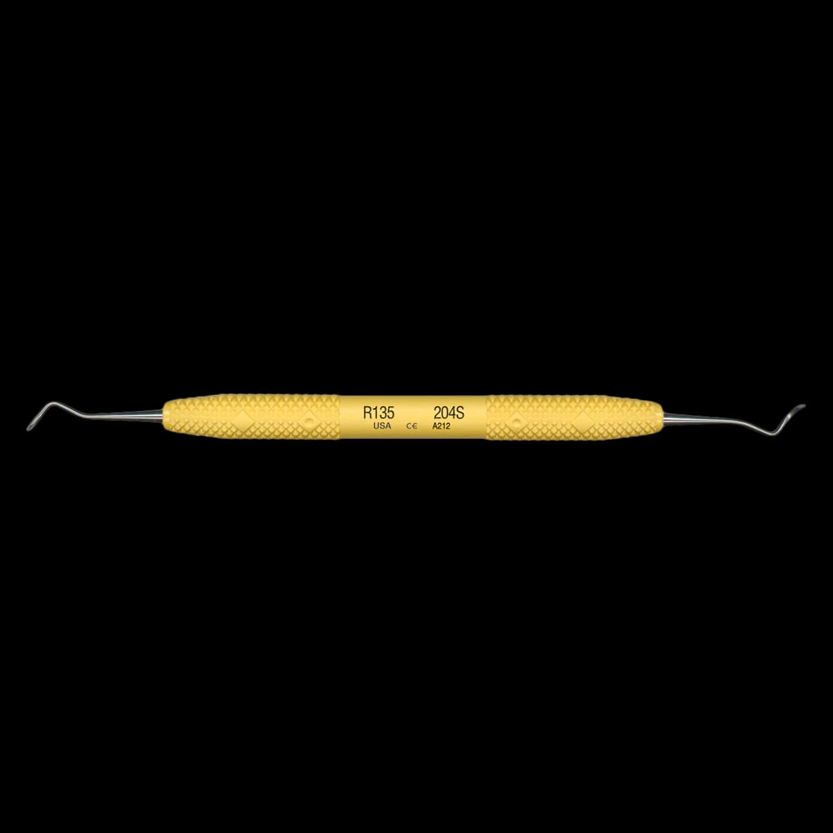 PDT Cruise Line 204S Posterior Sickle Scaler, Double-Ended, Sunshine Yellow Resin Handle, R135 - Scaler 204 S PDT Cruise Instrument R135 - Image 1