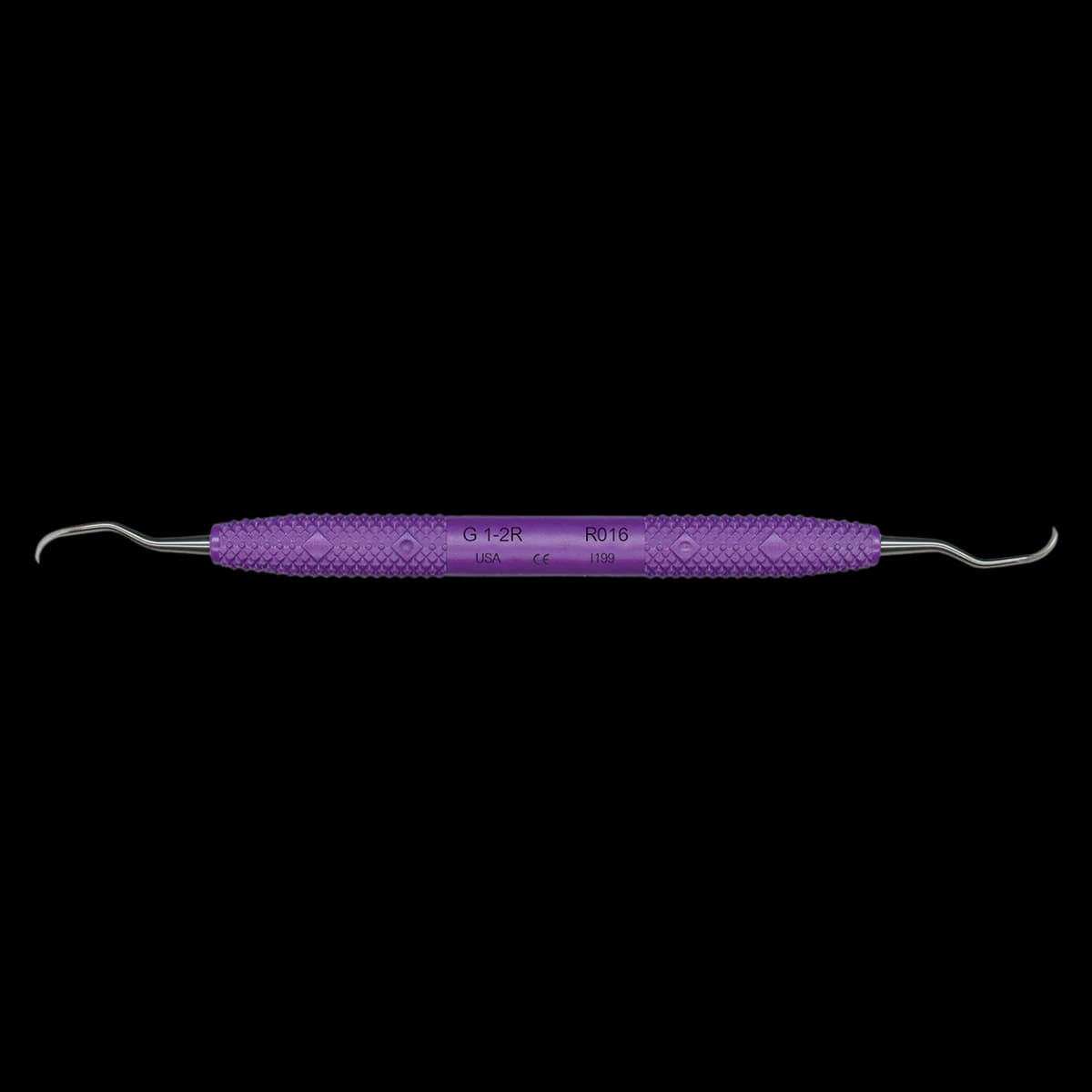 PDT Amazing Gracey 1-2 Rigid Curette, Double End, Purple Resin Handle, R016R - Gracey 1-2 Rigid PDT Cruise Instrument R016R - Image 1