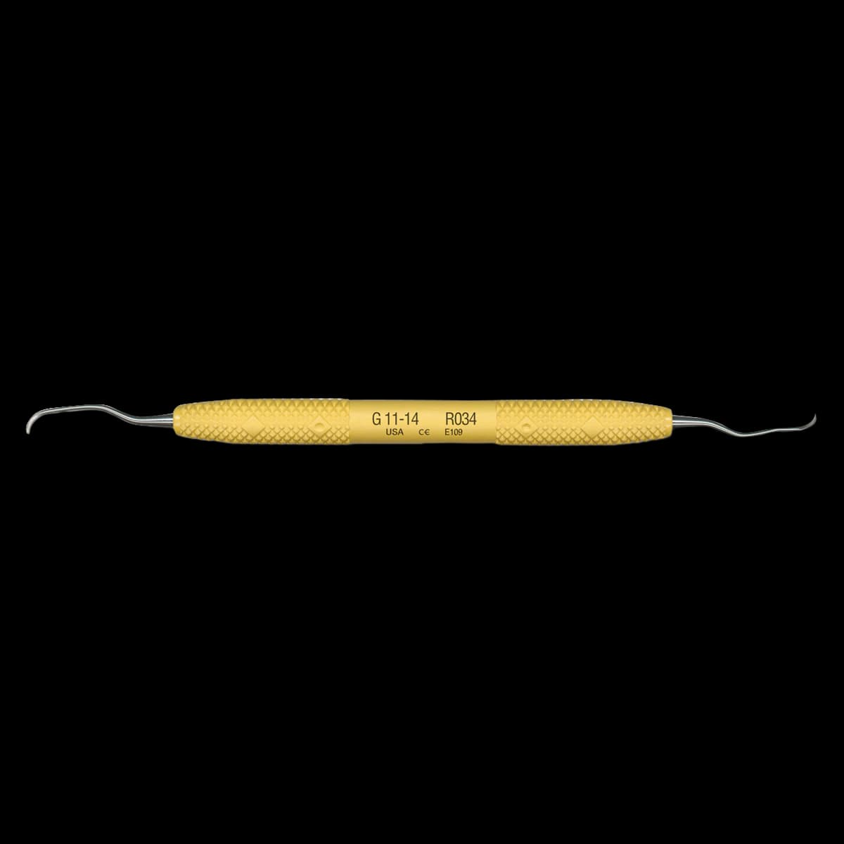 PDT Amazing Gracey Curette, Double-Ended, 11/14, Quadrant Specific, Yellow Resin Handle, 1/Pk, R034 - Gracey 11-14 Quadrant Specific R034 - Image 1