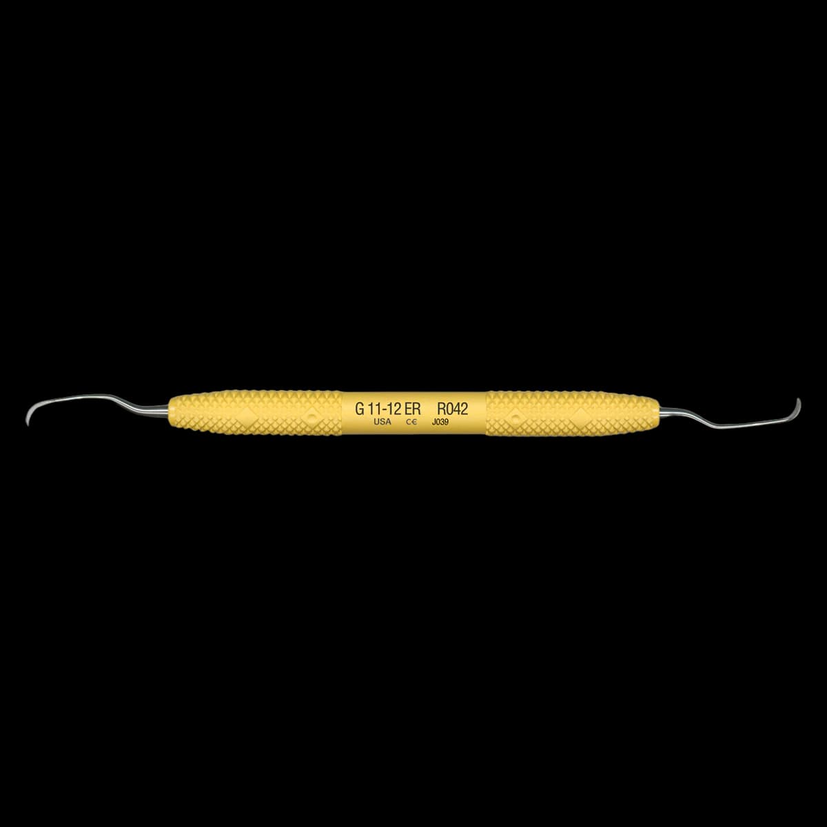 PDT Amazing Gracey Curette, #11/12, Extended Reach, Double-Ended, Yellow Resin Handle, R042 - Gracey 11-12 Extended Reach PDT Cruise Instrument R042 - Image 1