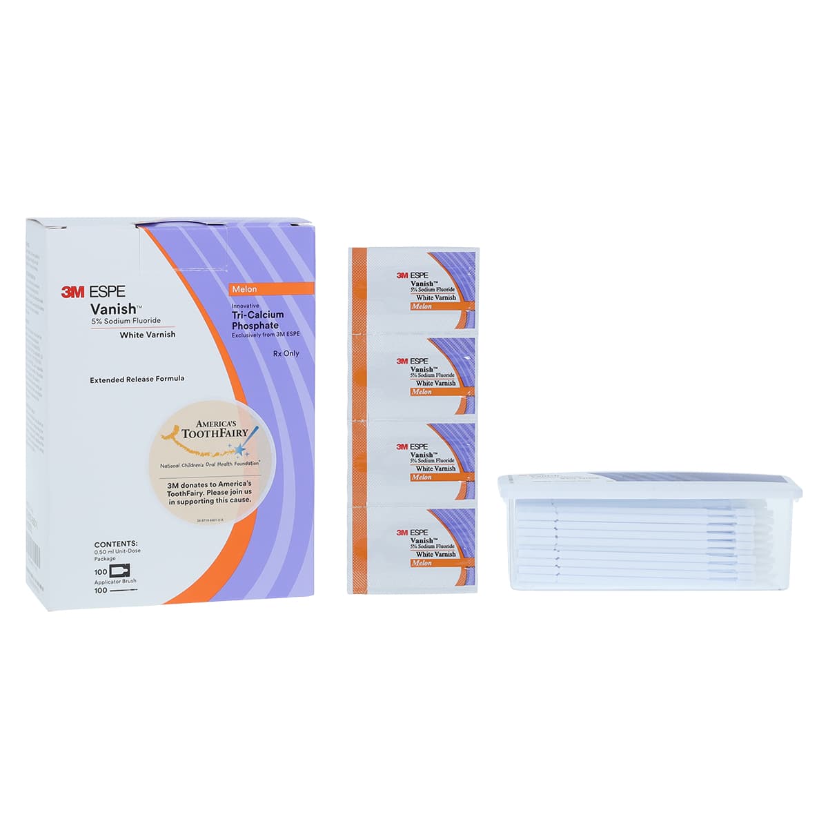 3M Vanish 5% Sodium Fluoride White Varnish with Tri-Calcium Phosphate (TCP), Melon Flavor, 0.5 mL Unit Dose, 1000/Pk, 12151L thumbnail 2
