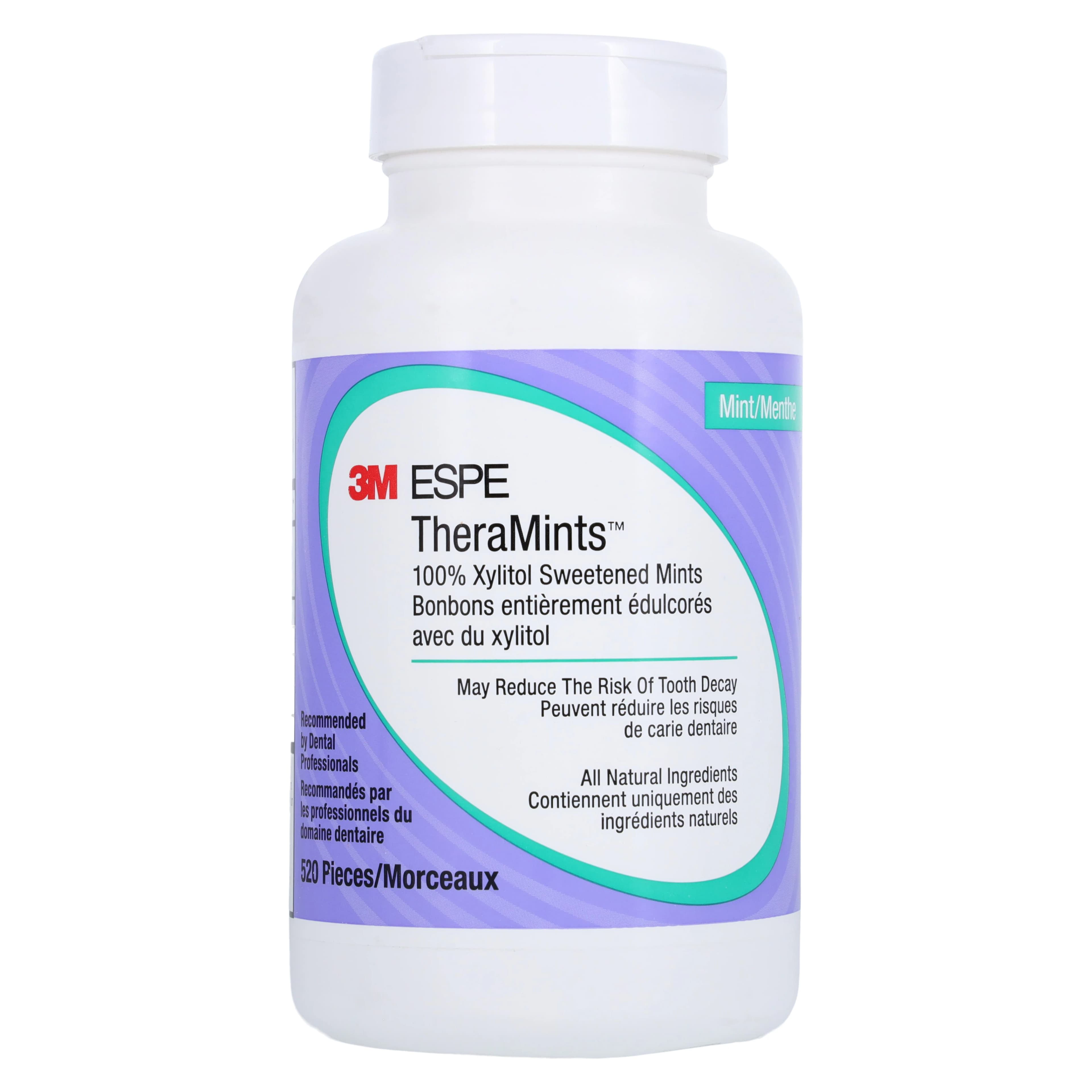 TheraMints 100% Xylitol Sweetened Mints, Mint Flavor, 520/Bottle, 12119M - TheraMints Xylitol Lozenges Mint 520Btl - Image 1