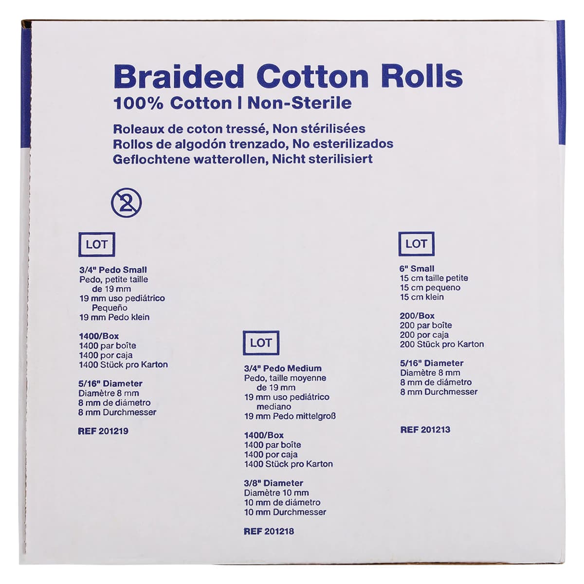 Richmond Braided Cotton Rolls, Medium, 3/8" x 6", Non-Sterile, 200/Pk, 201208 thumbnail 5