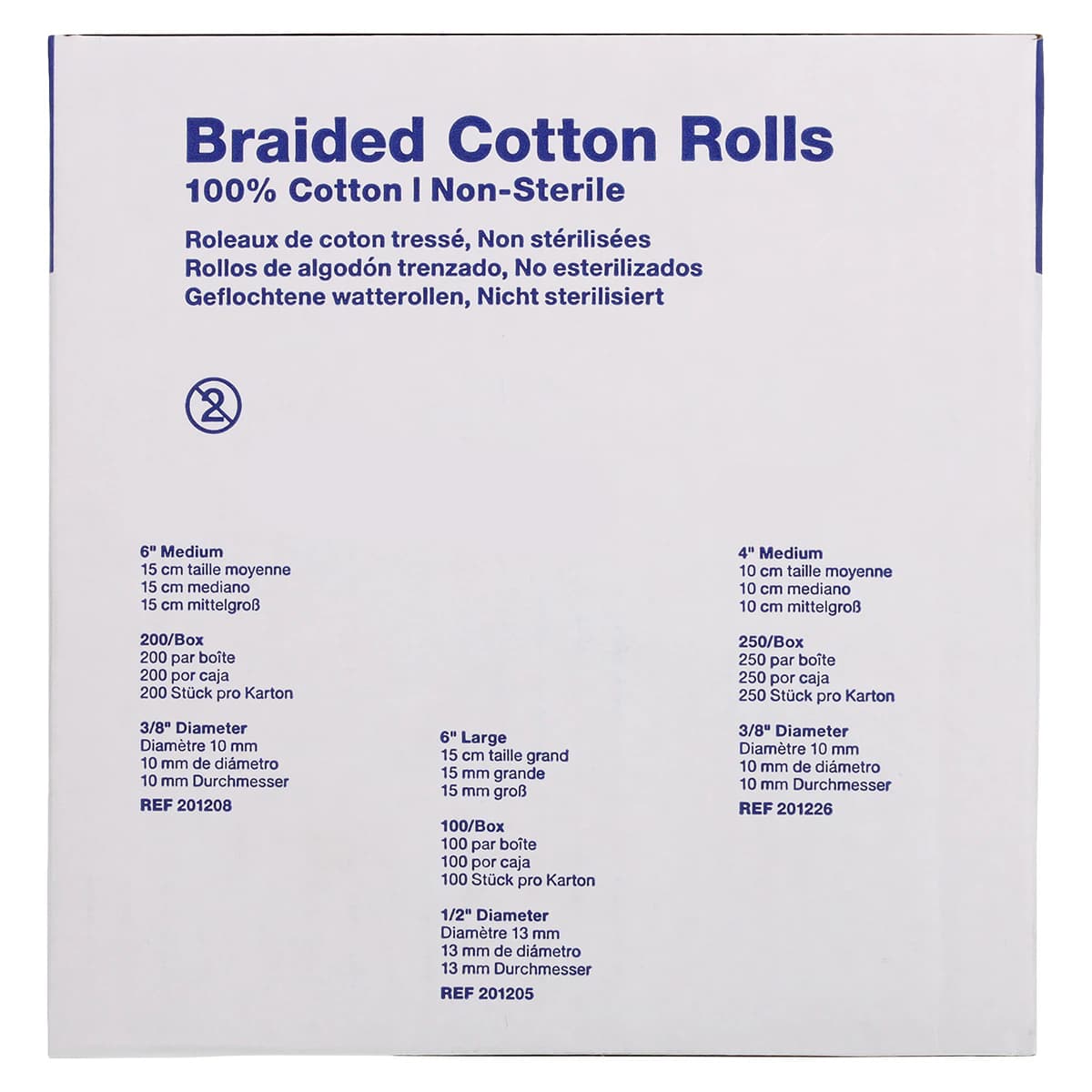 Richmond Braided Cotton Rolls, Medium, 3/8" x 6", Non-Sterile, 200/Pk, 201208 thumbnail 6