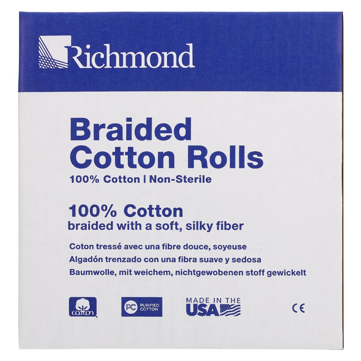 Richmond Braided Cotton Rolls, Medium, 3/8" x 6", Non-Sterile, 200/Pk, 201208 thumbnail 7