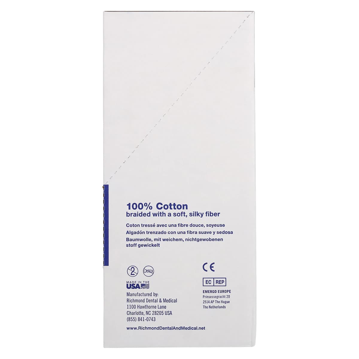 Richmond Braided Cotton Rolls, Medium Diameter 3/8" x 1 1/2", Junior Pack, Non-Sterile, 2000/Box, 200204 thumbnail 5