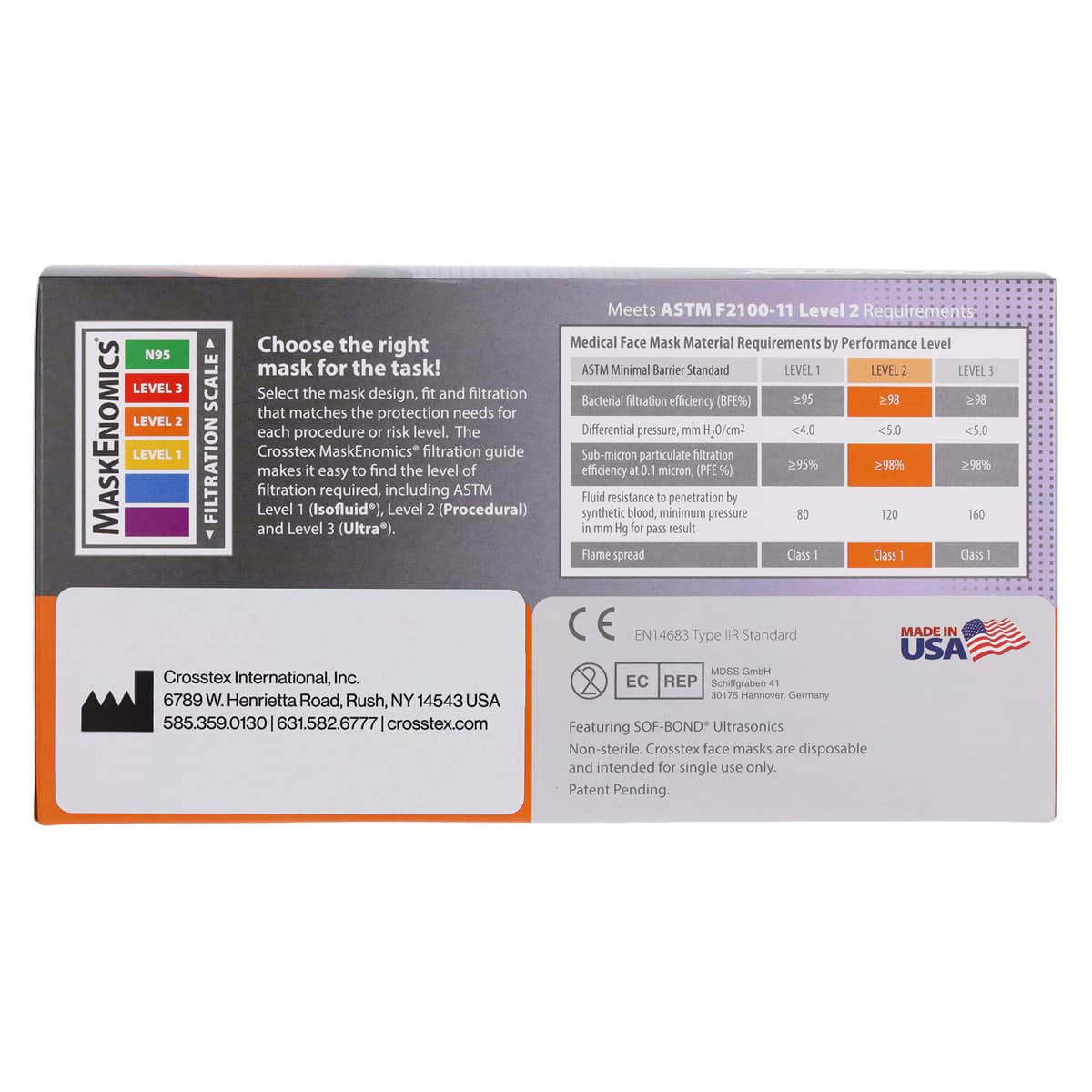 Secure Fit™ Procedure Face Mask, ASTM Level 2, Lavender, Ear Loop, One Size Fits Most, 50/Box, GCPLVSF thumbnail 6