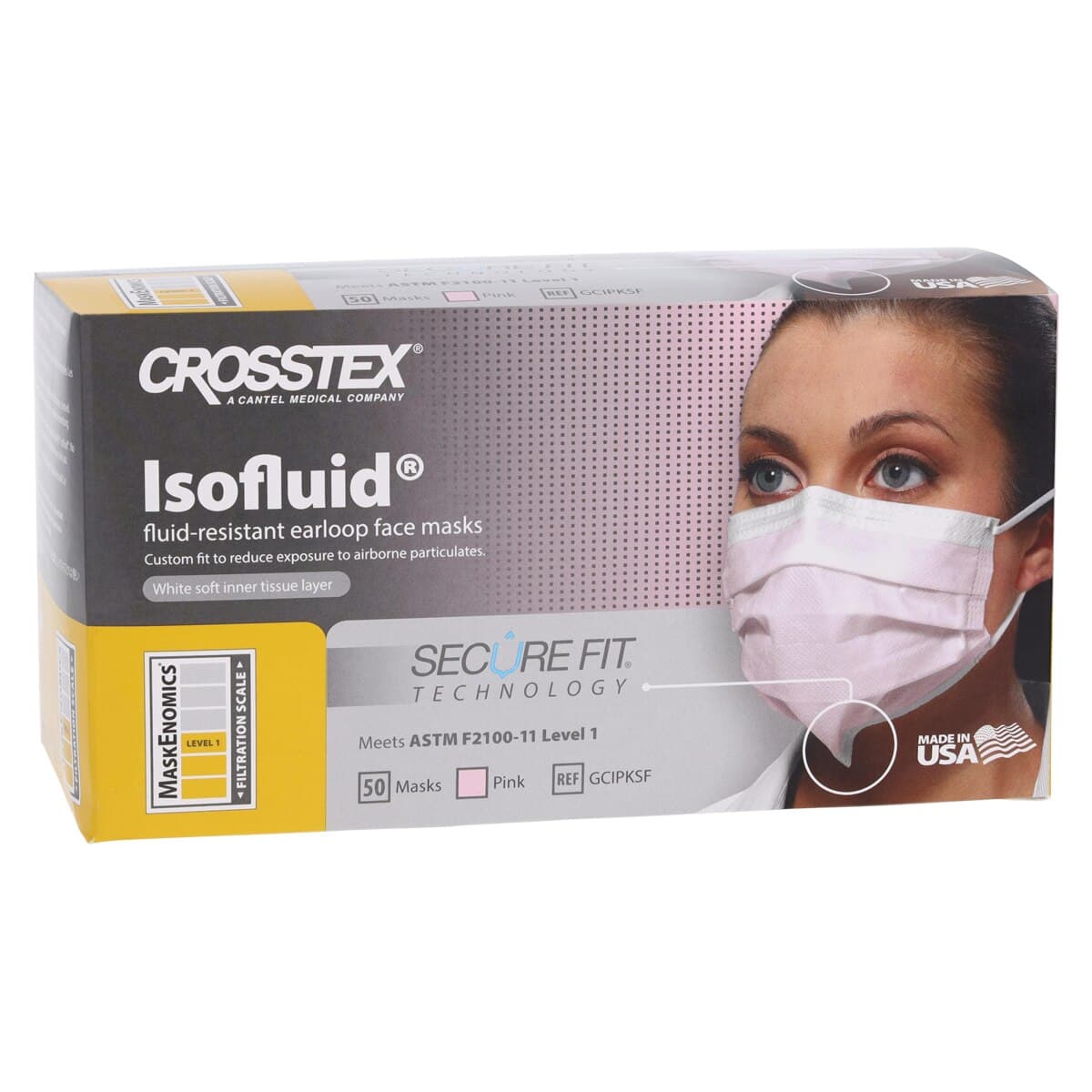 Isofluid SecureFit Earloop Face Mask, ASTM Level 1, Pink, 50/Box, GCIPKSF thumbnail 4