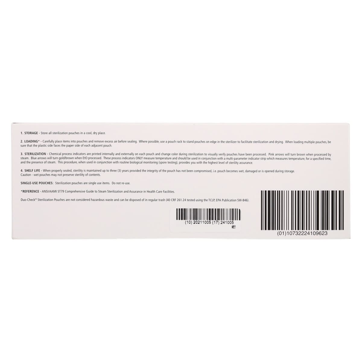 Crosstex Duo-Check Self-Seal Sterilization Pouches, 3-1/2" x 9", Blue Film, 200/Box thumbnail 4