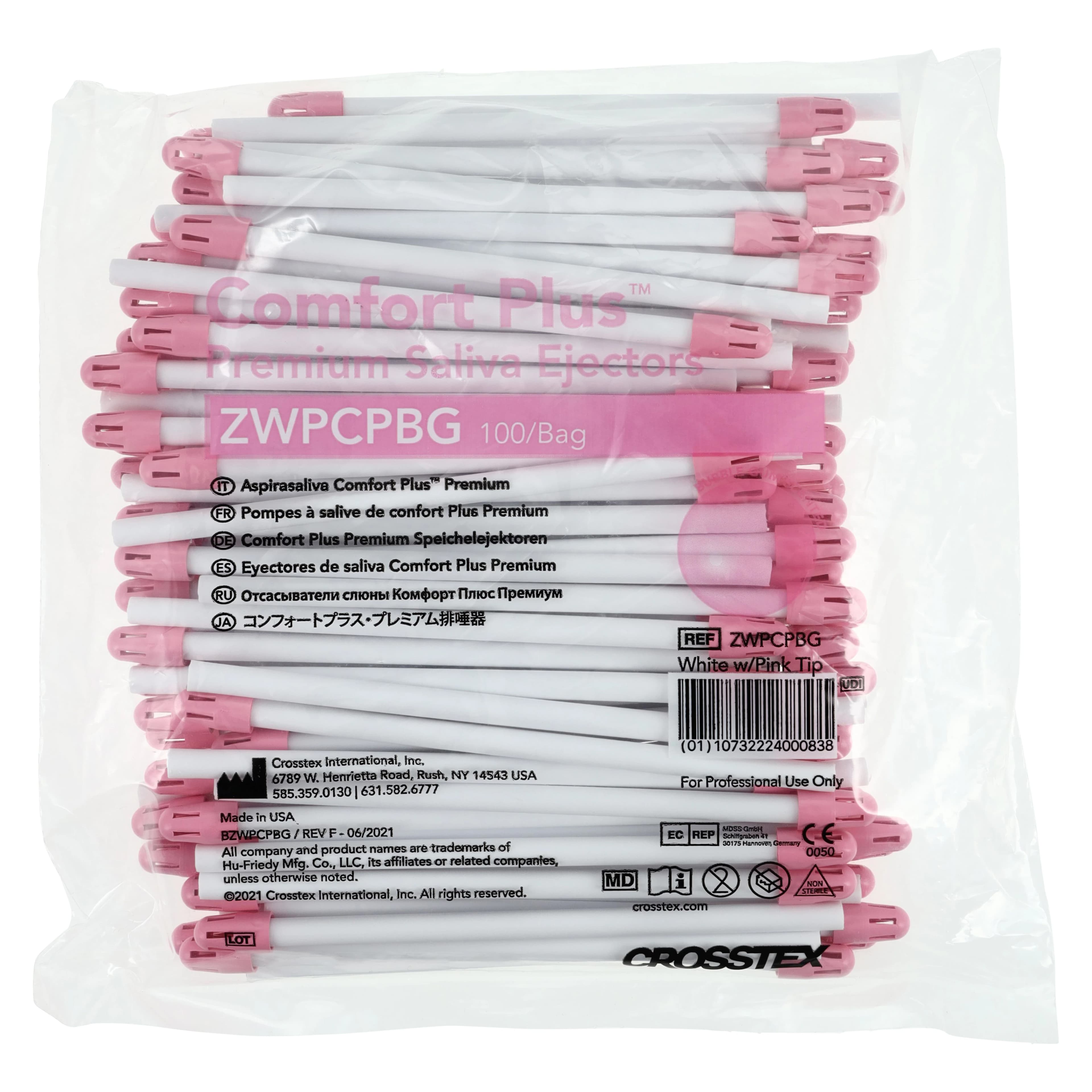 Comfort Plus Premium Saliva Ejectors, White/Pink, Bubblegum Scented, 100/Pk, ZWPCPBG thumbnail 3